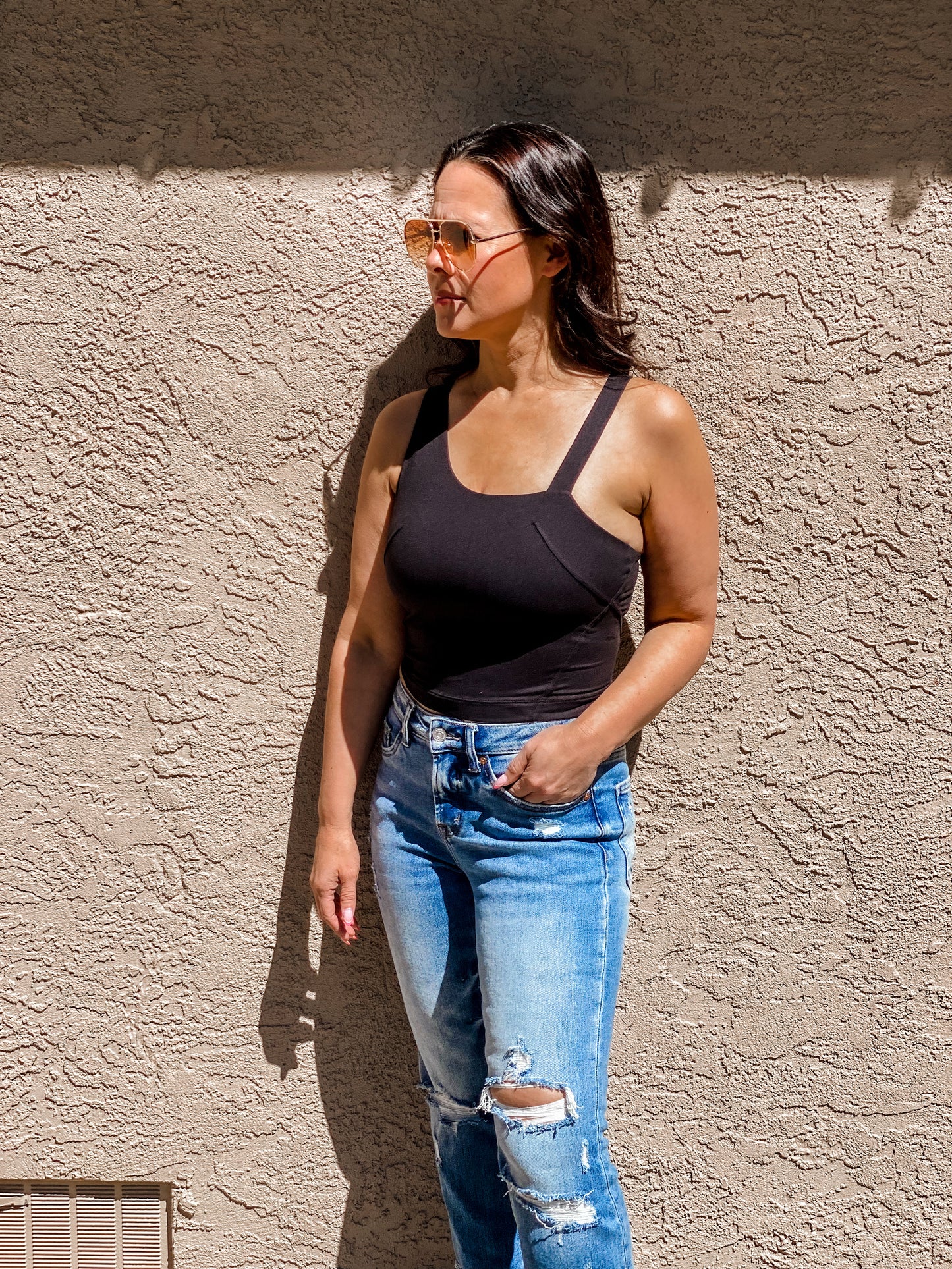 Doing it For Me Asymmetrical Tank in Black