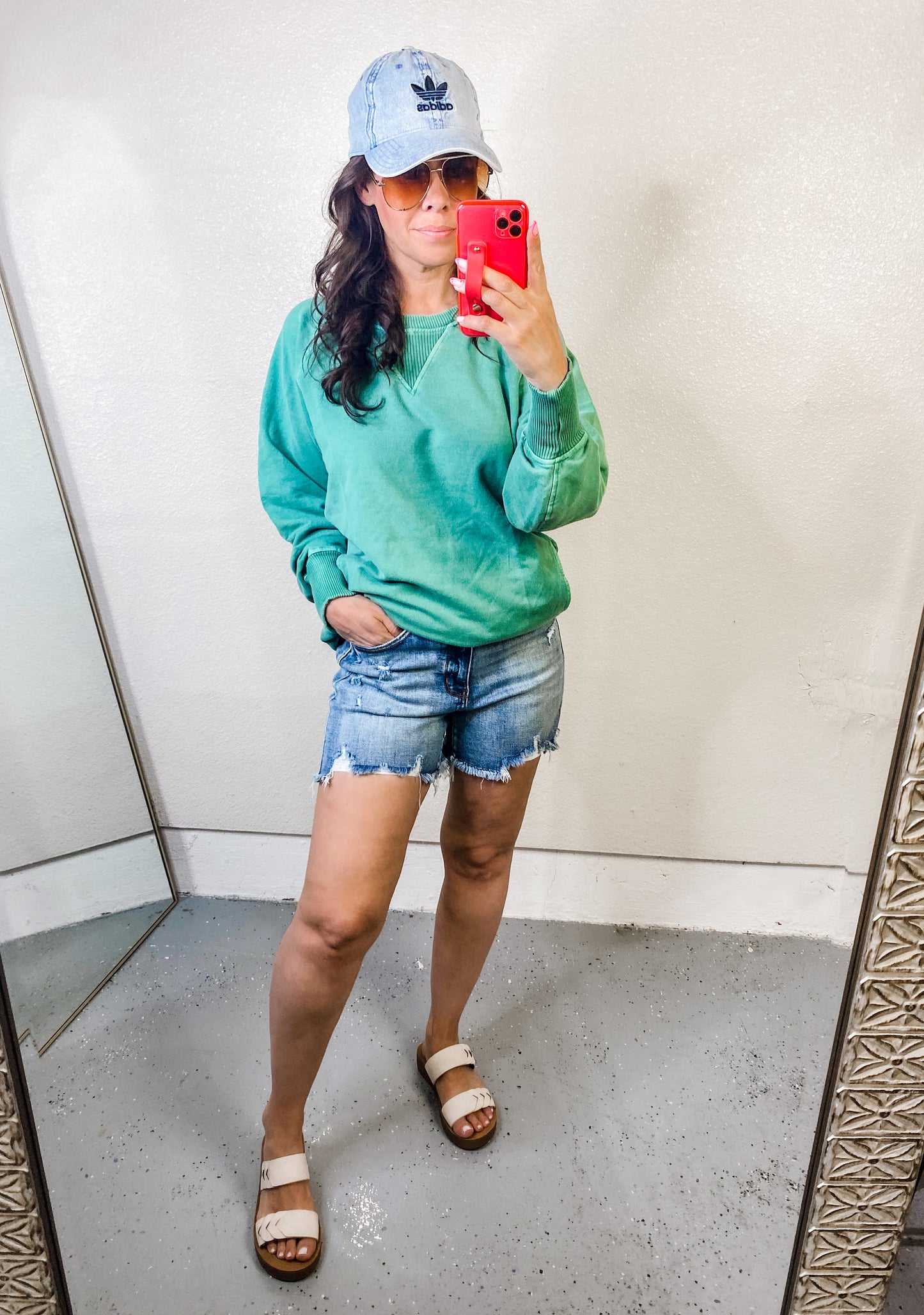 Pigment Dyed French Terry Sweatshirt w/Pockets - Green