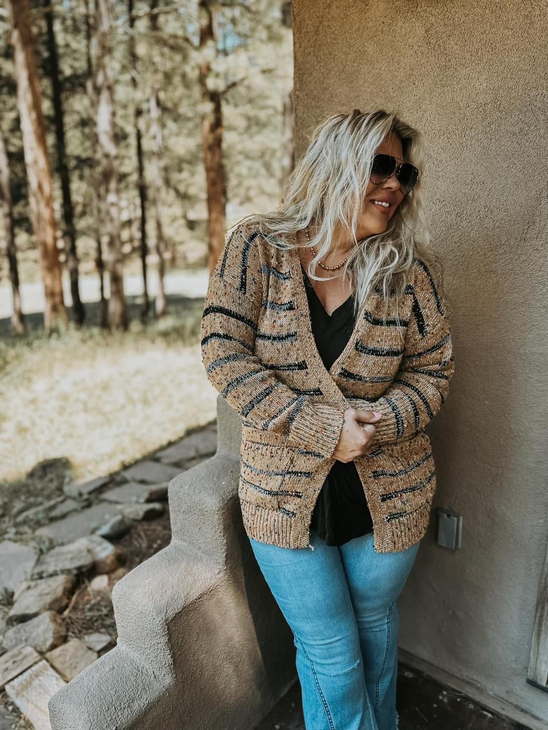 PREORDER: STRIPE MILEY DOT CARDIGAN (SHIPS EARLY OCTOBER)