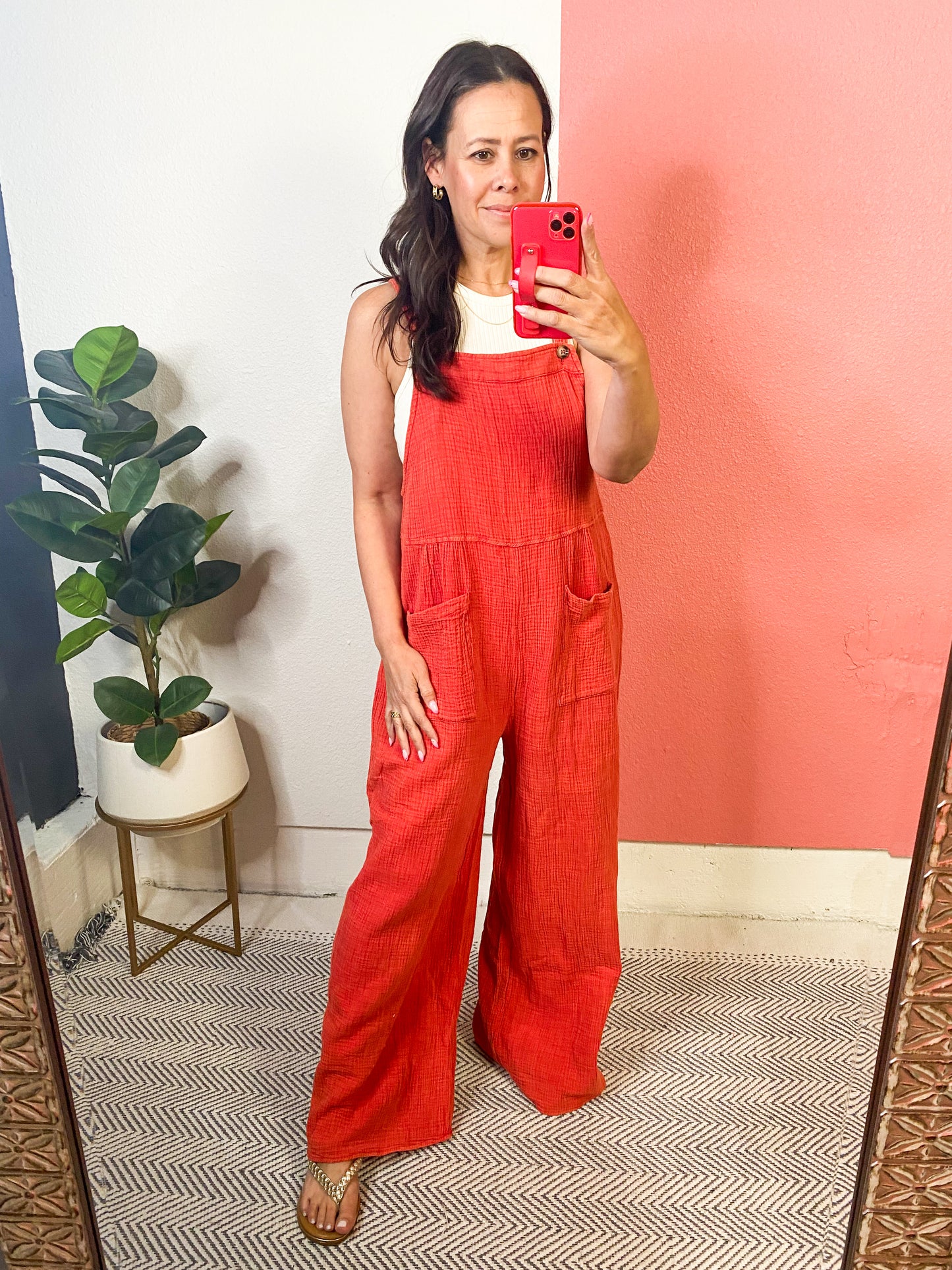 Yankee Doodle Crinkle Woven Jumpsuit