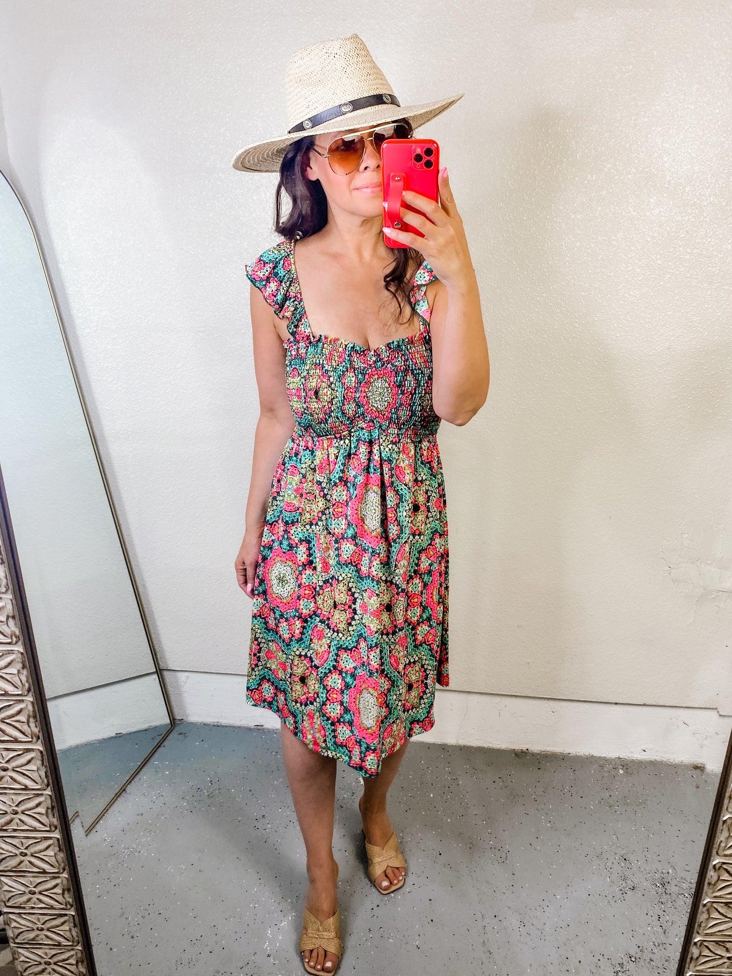 Boho Smocked Sleeveless Dress