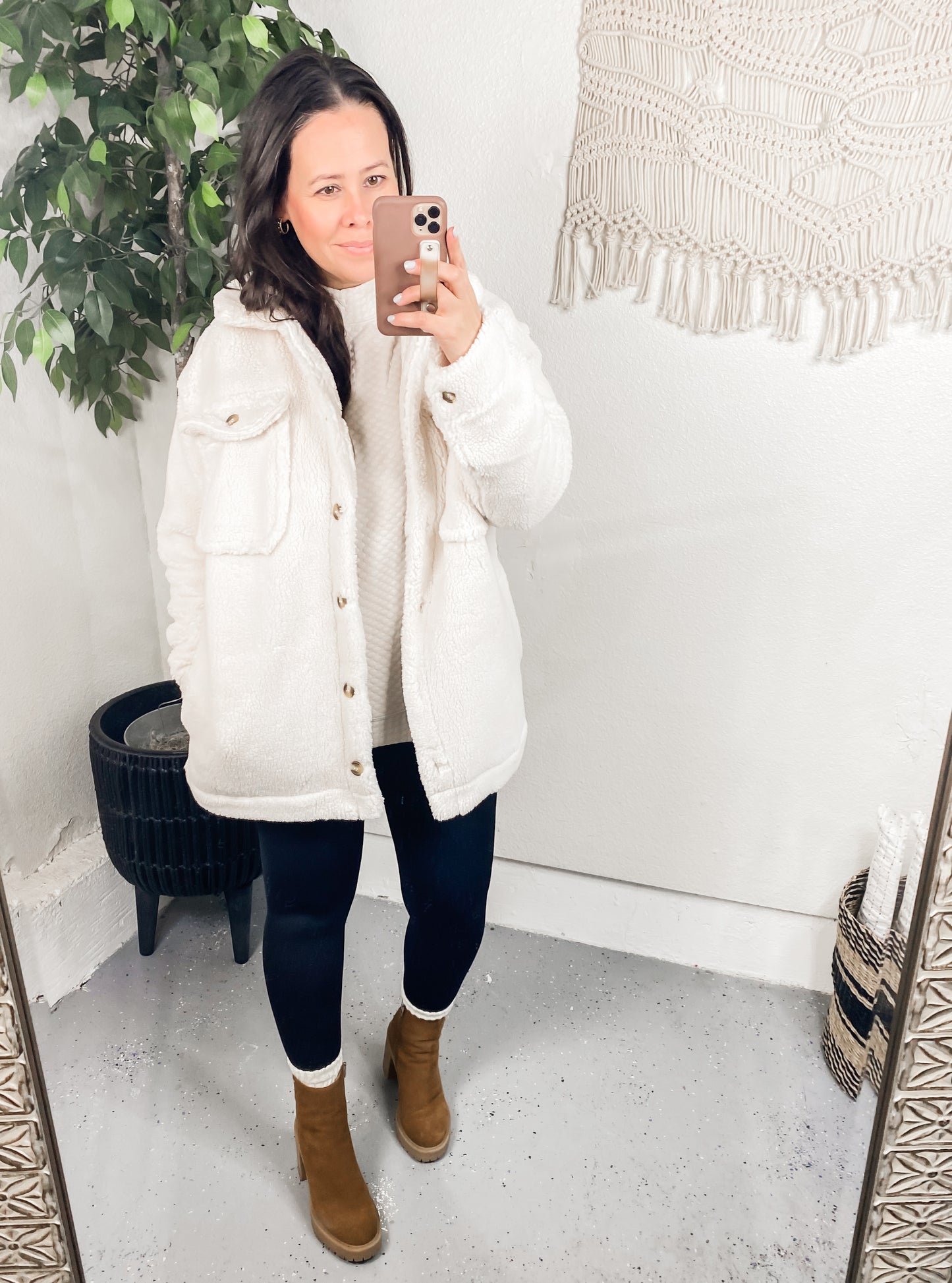Shrouded in Sherpa Coat in White