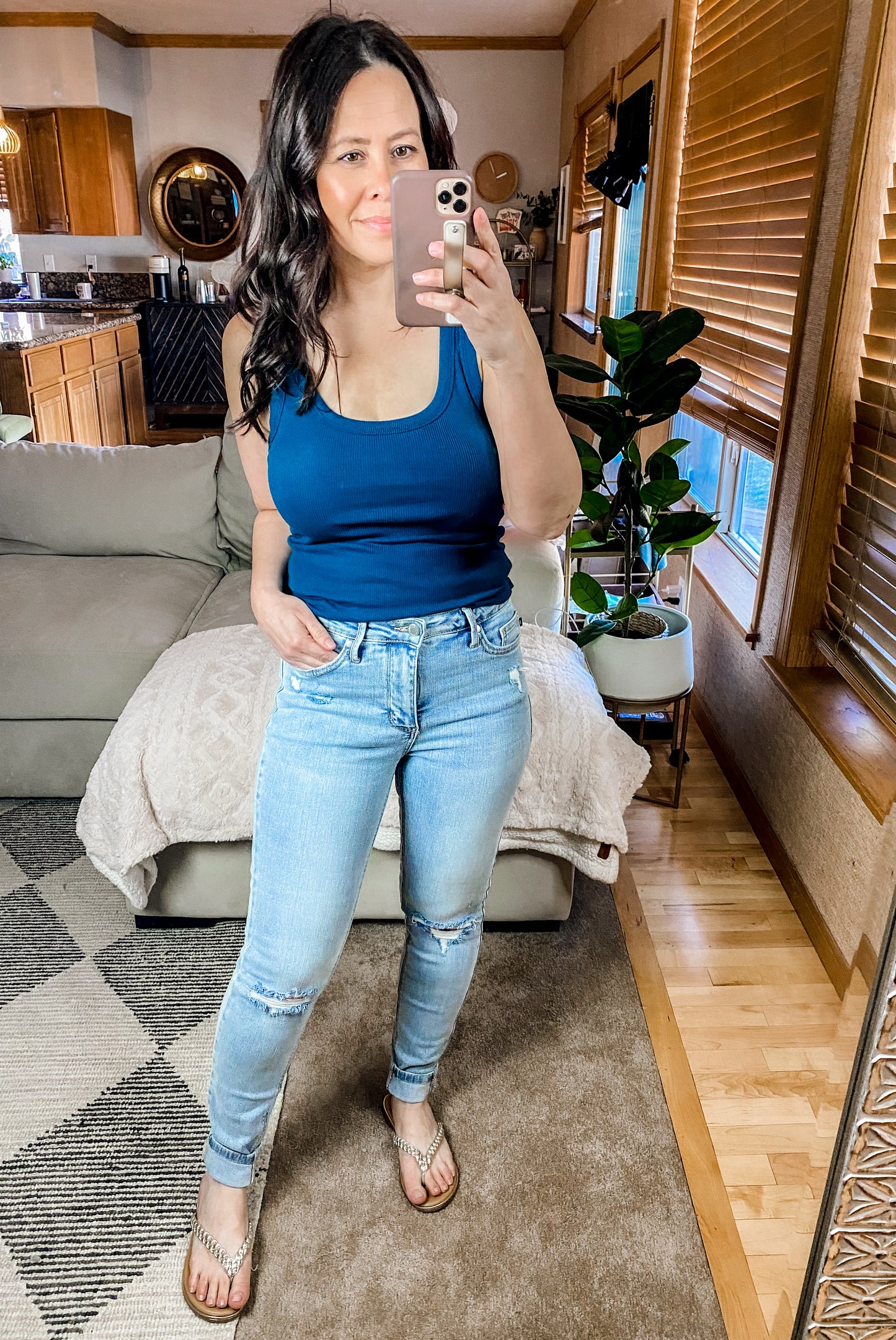 Judy Blue Mid Rise Tummy Control Distressed Skinny Jeans
