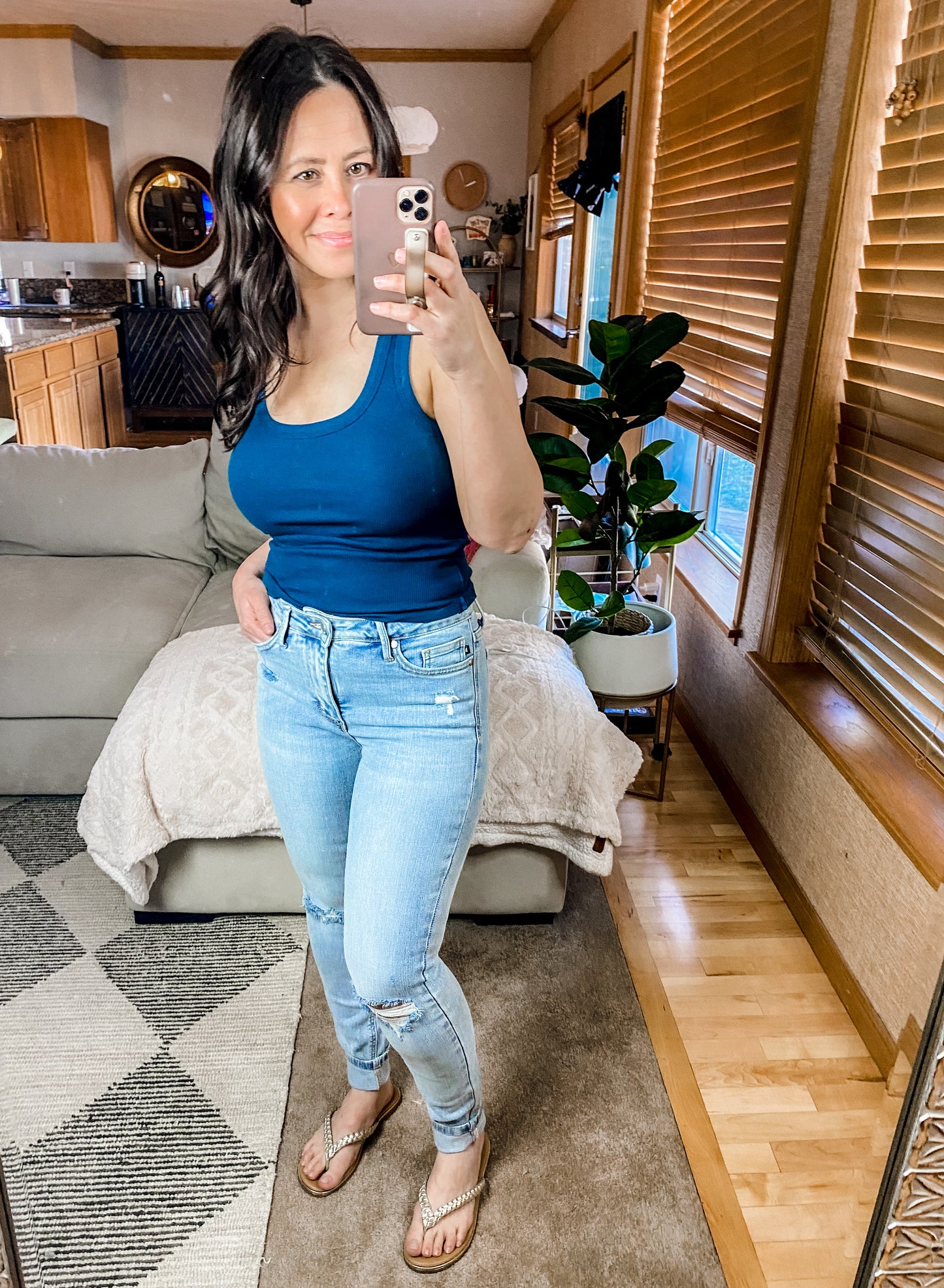 Judy Blue Mid Rise Tummy Control Distressed Skinny Jeans
