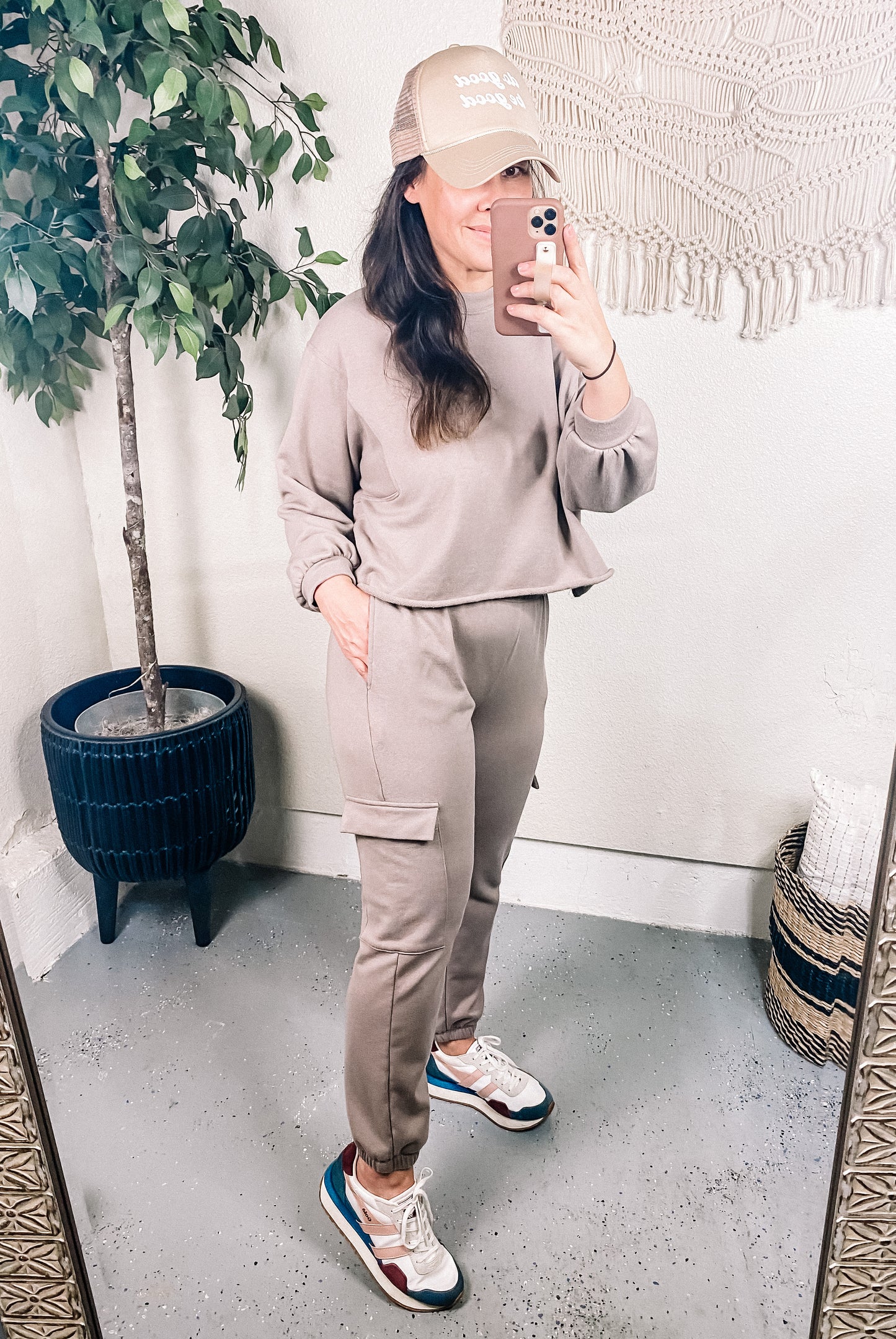 Lounge A Lot Cut Off Sweatshirt in Mocha