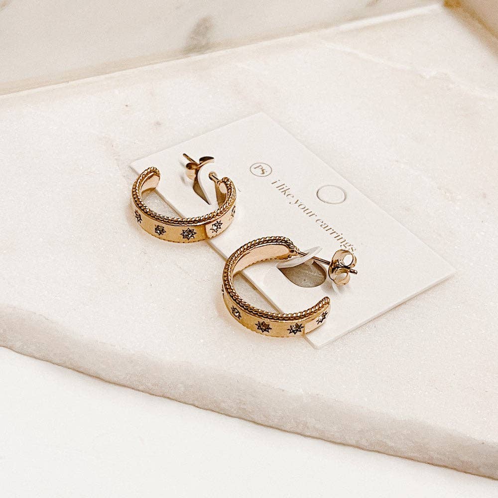Retro Star Hoop Earrings - WATERPROOF