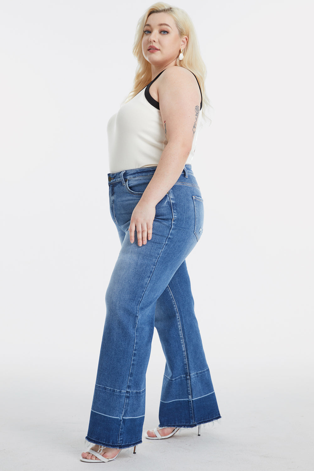 BAYEAS High Waist Release Hem Wide Leg Jeans