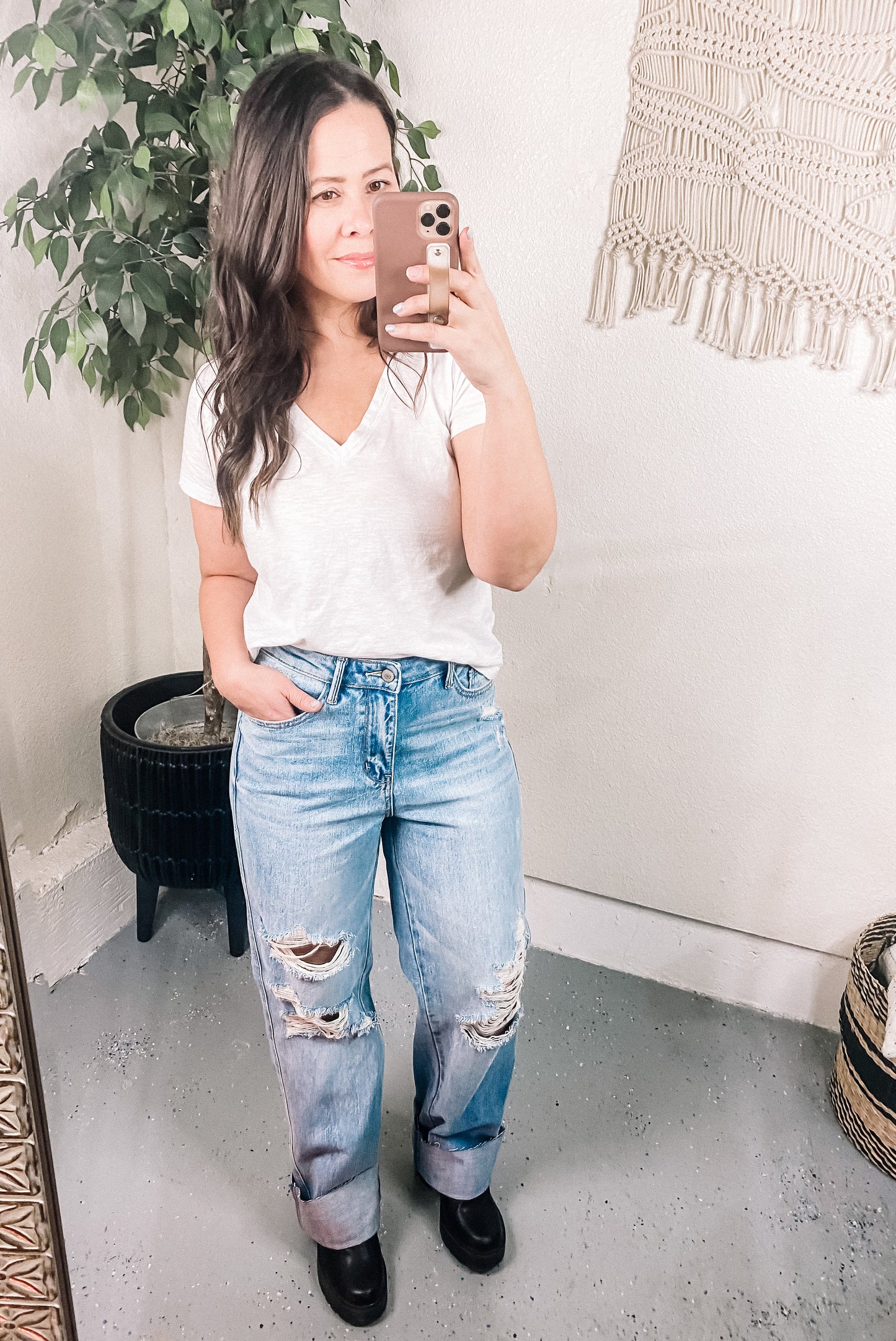 Ramona High Rise Rigid Magic Destroyed Straight Jeans