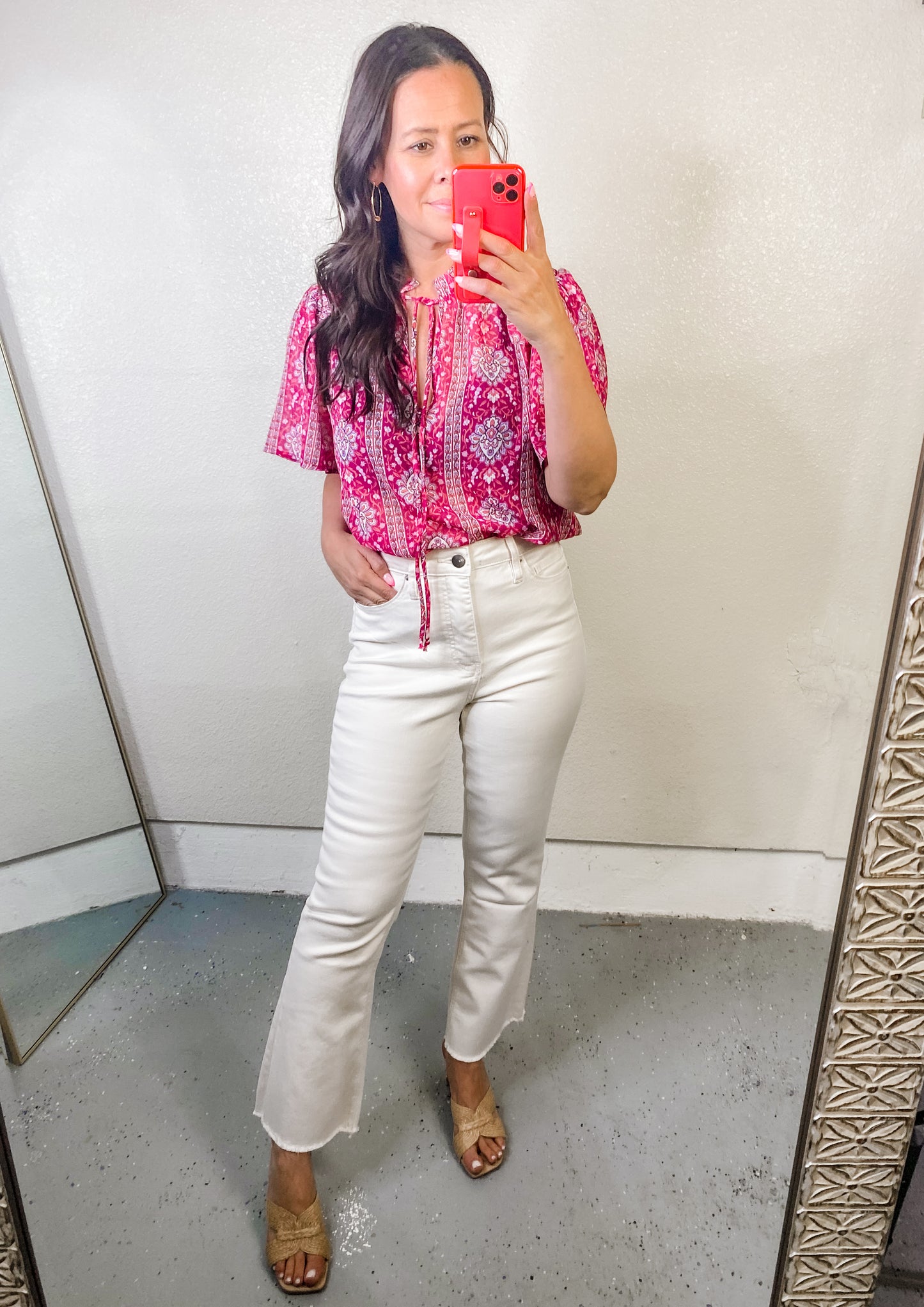RFM Tummy Control High Waist Cropped Boot Cut Jeans - Off White