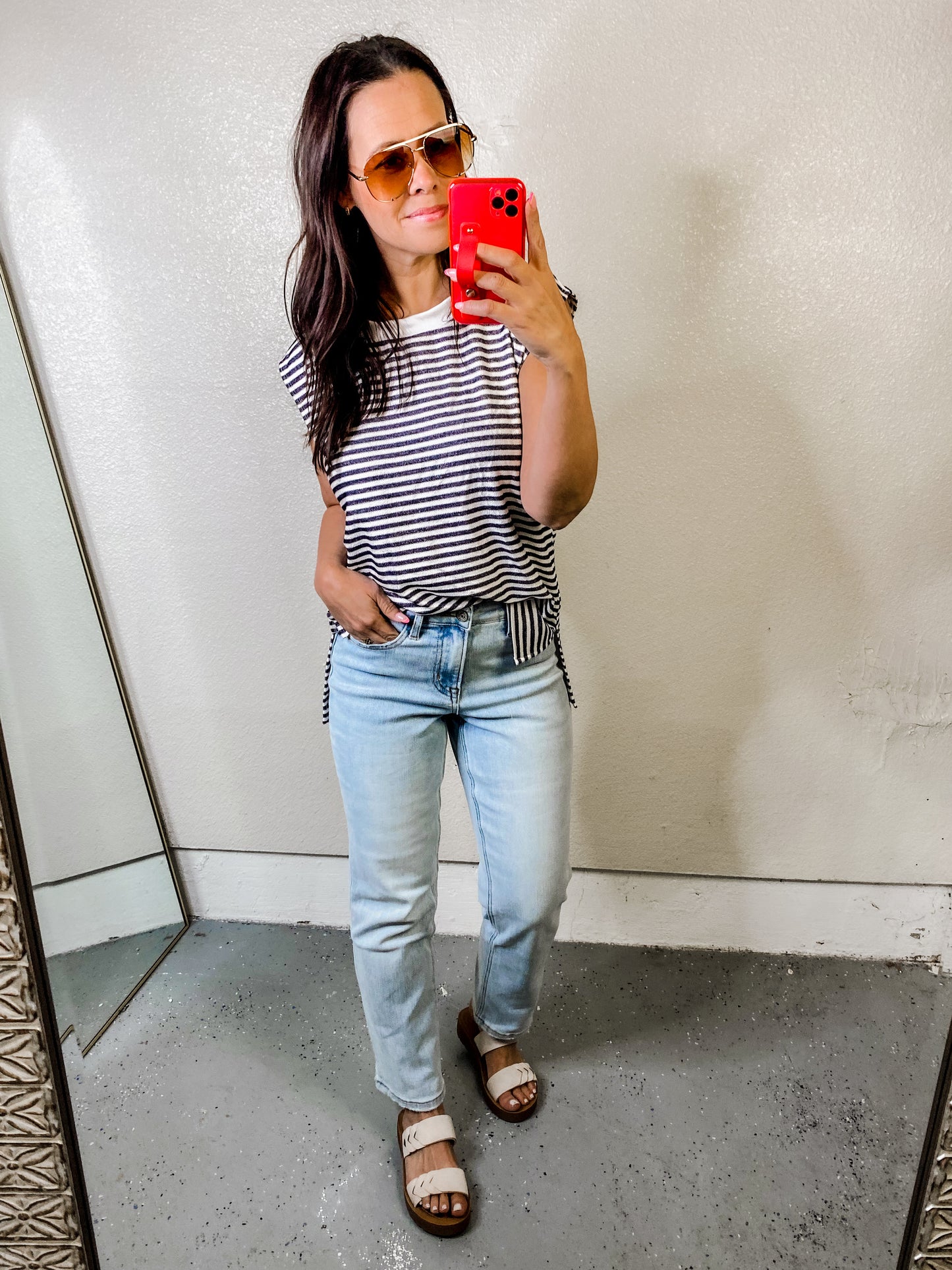 What's Going On Striped Sleeveless Top