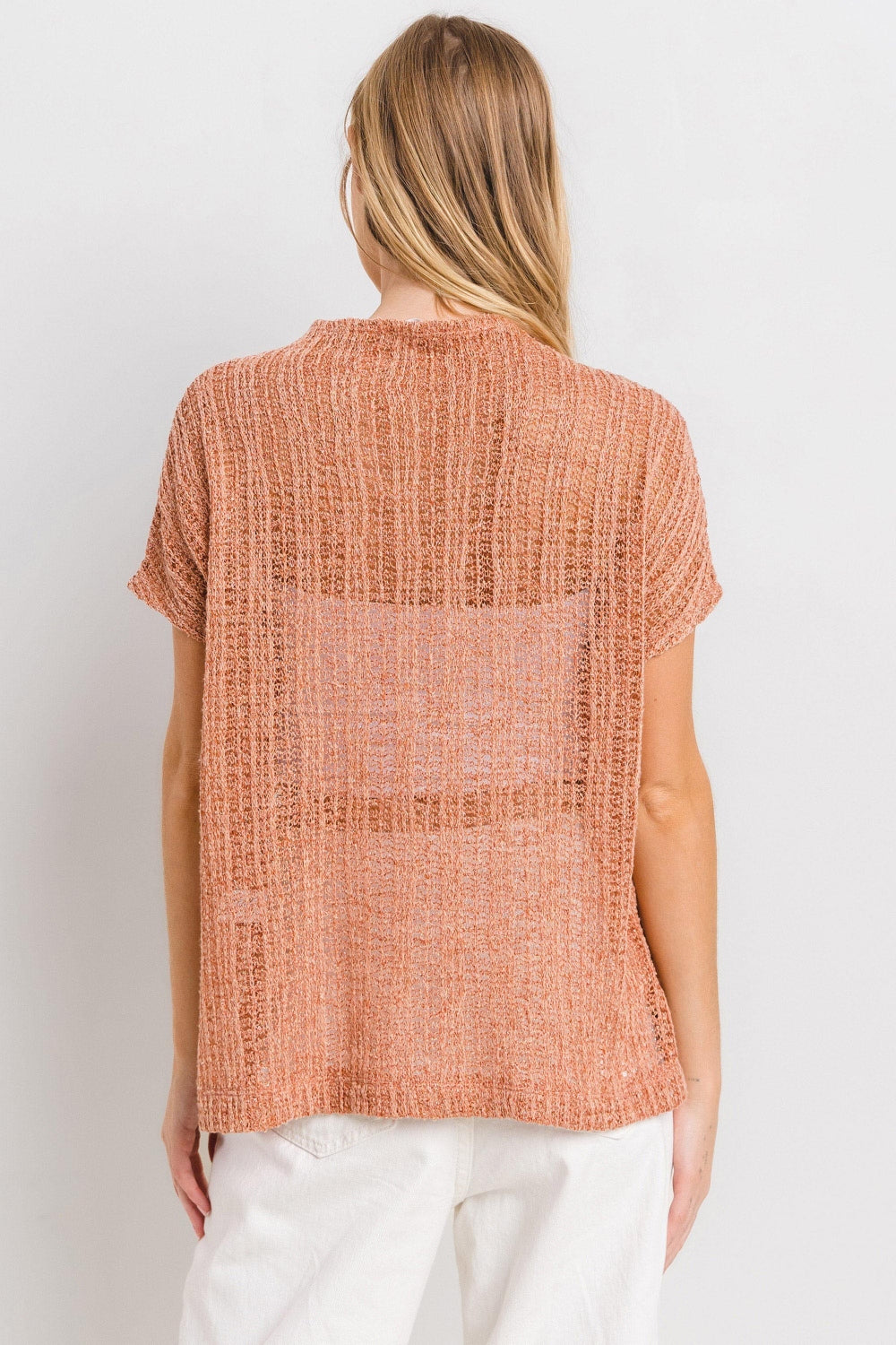 Crochet Mock Neck Top - Rust