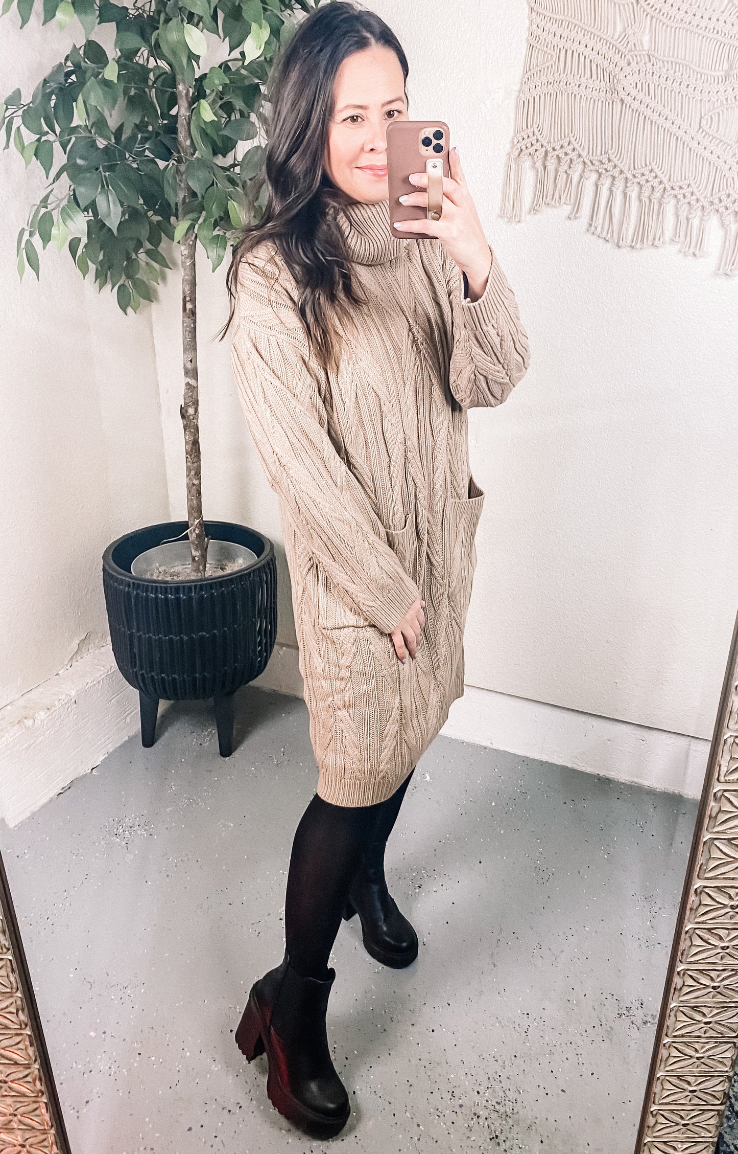 Bundled Beauty Turtleneck Sweater Dress