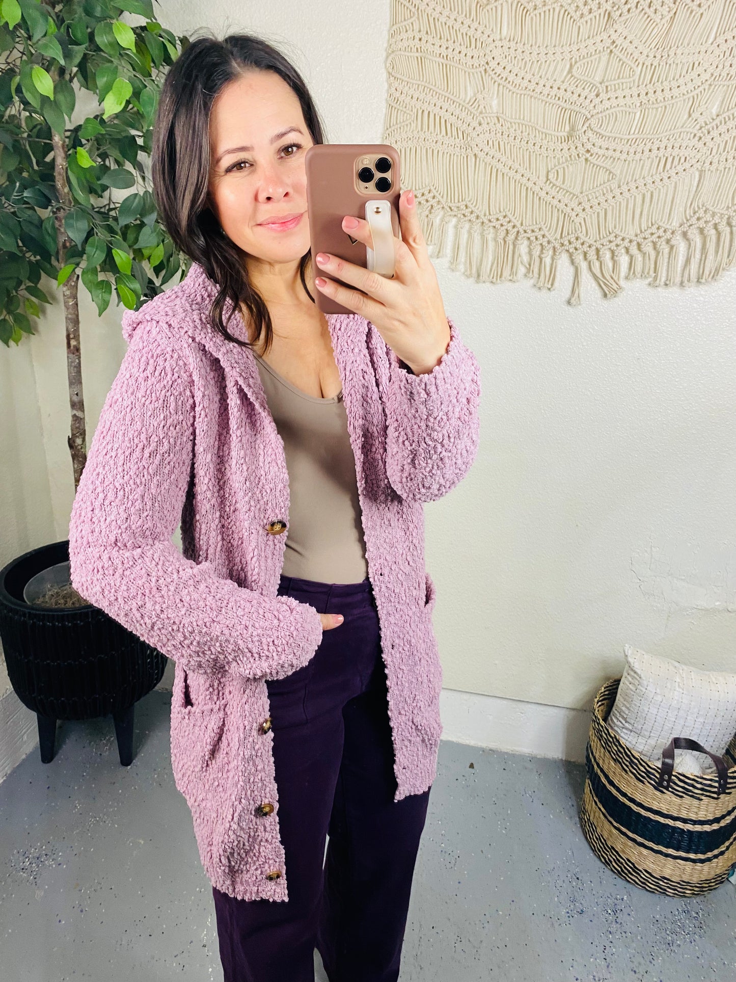 Soft Wisteria Hooded Cardigan