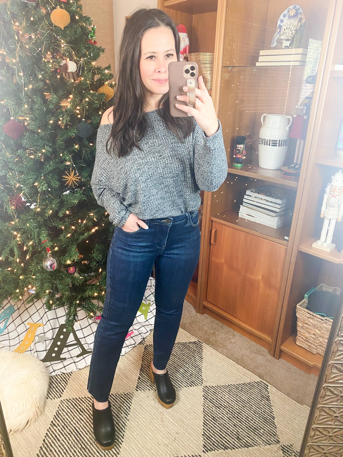 Warm Thoughts Ribbed Top in Charcoal
