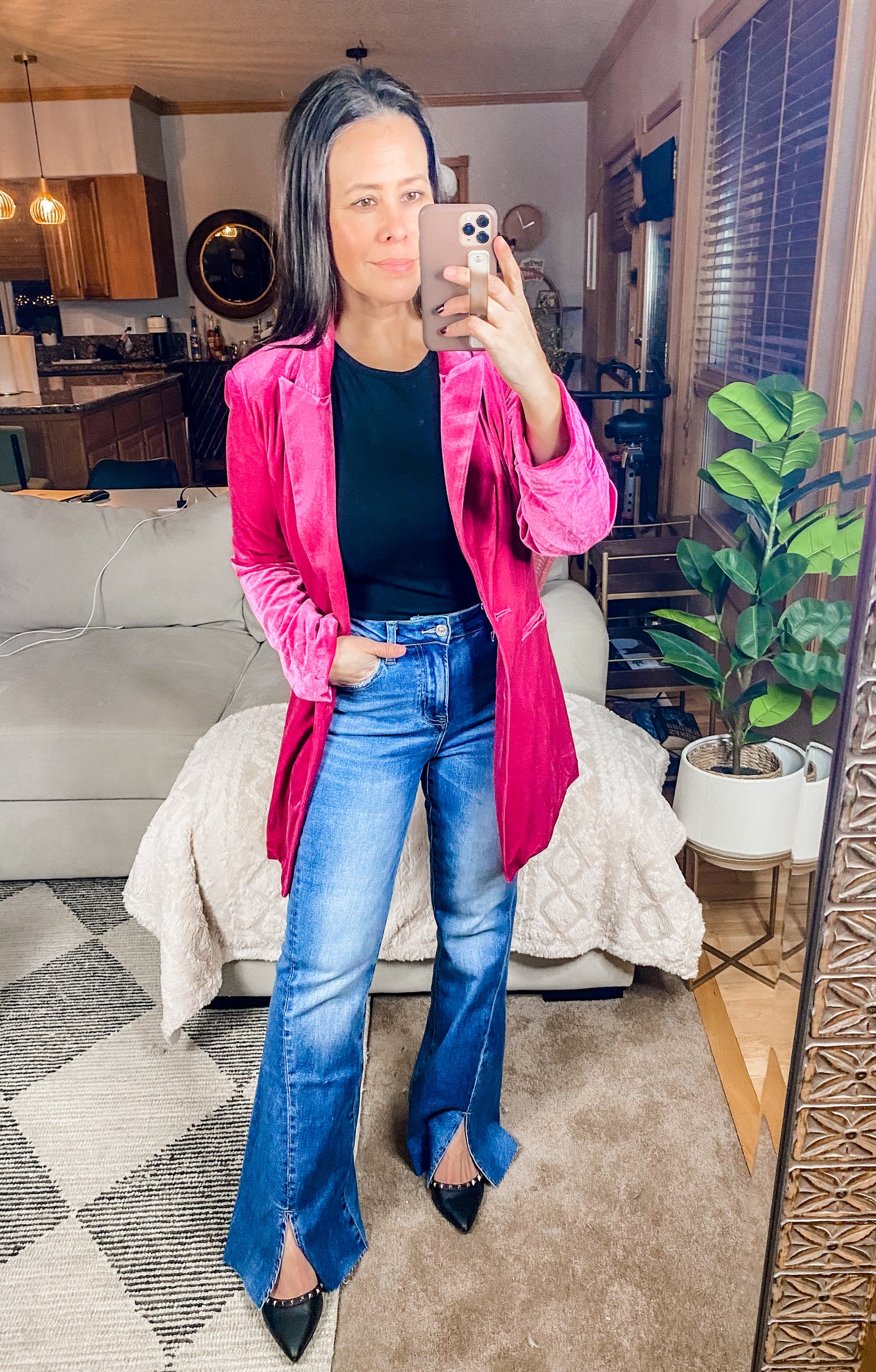 BAYEAS Slit Flare Jeans