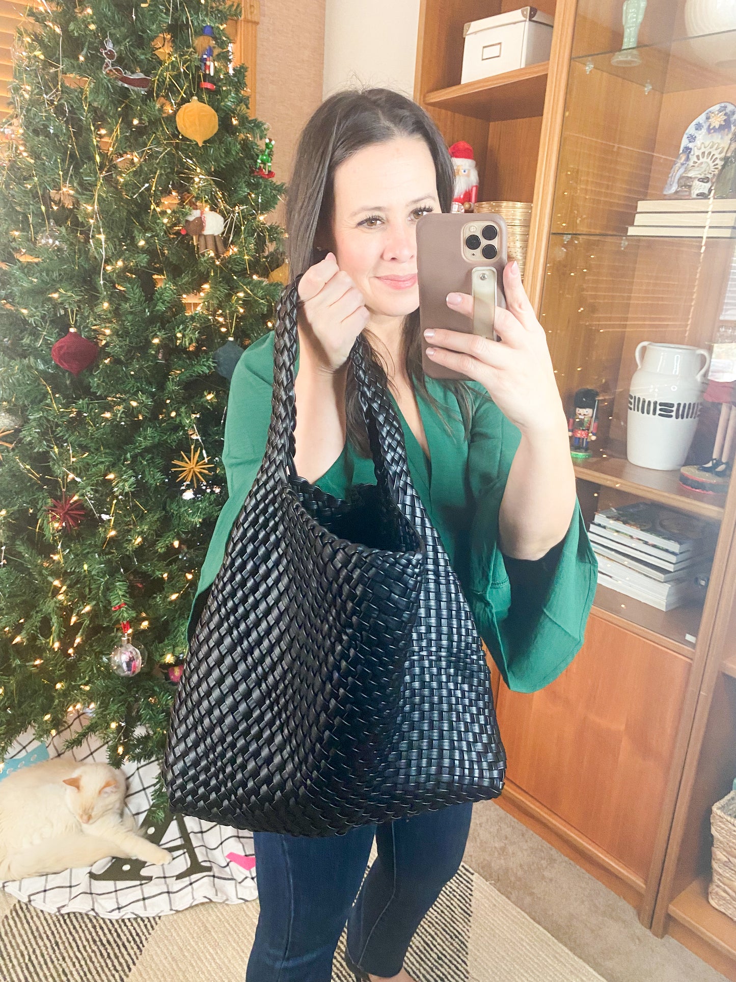 Woven and Worn Tote in Black