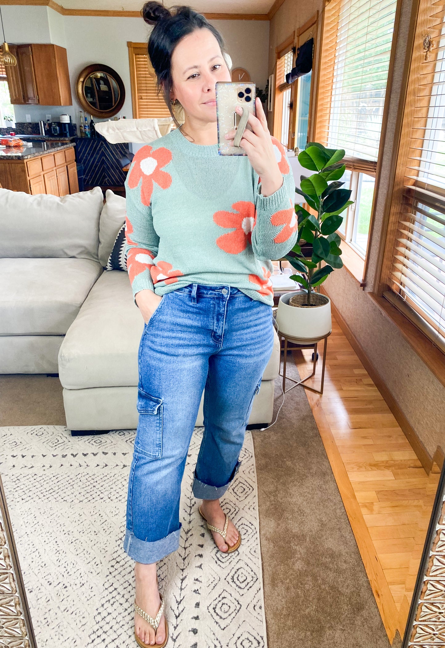 In The Groove Mod Floral Sweater