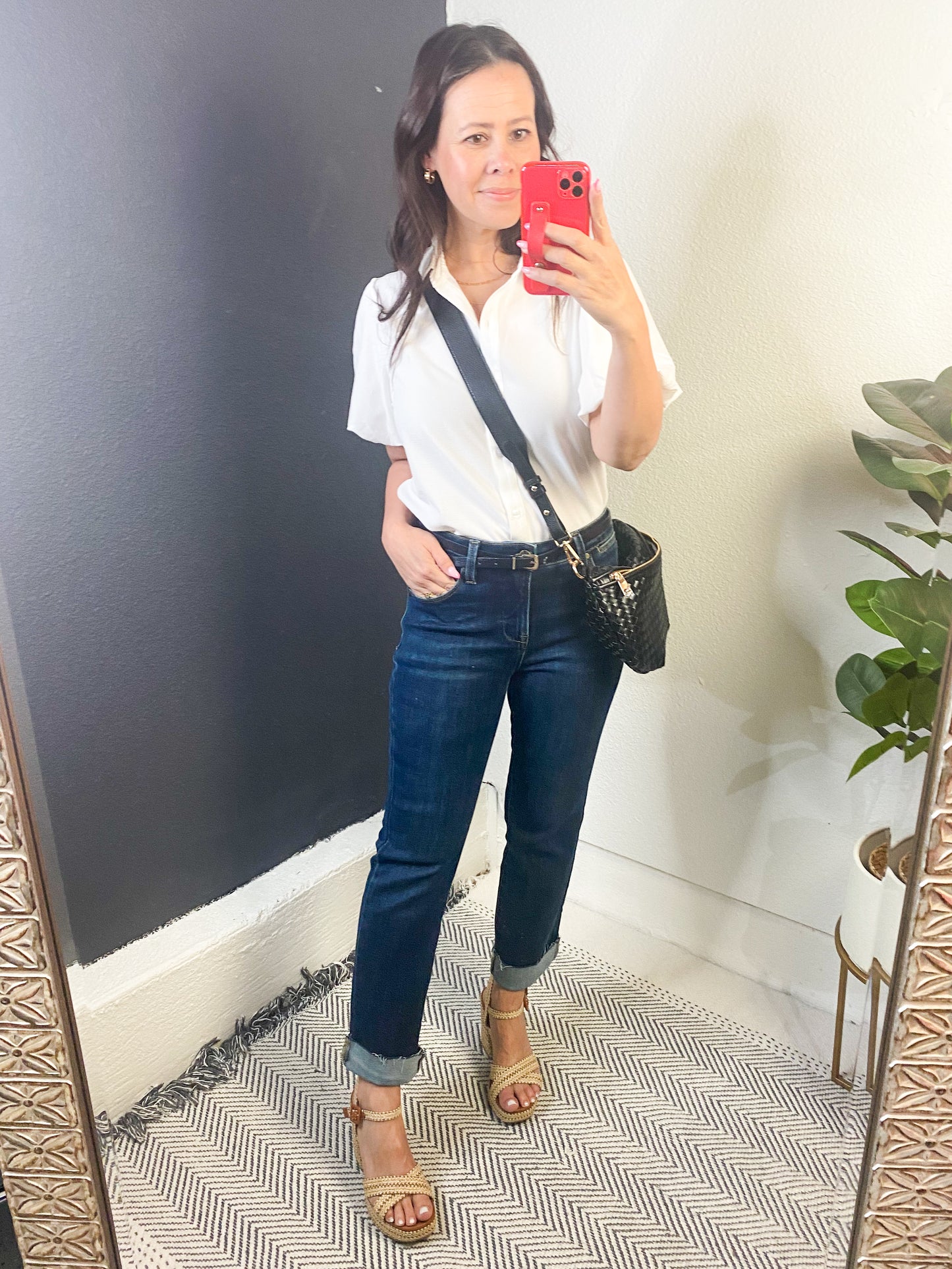 BAYEAS Raw Hem Straight Jeans