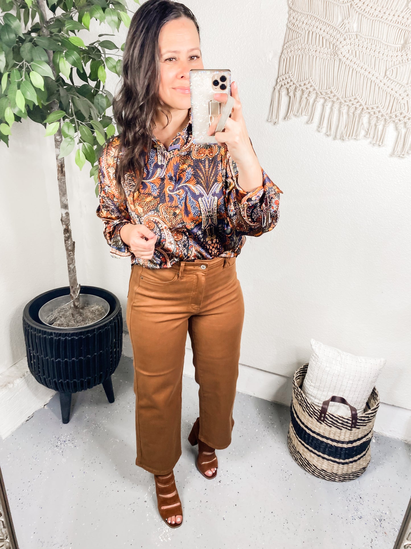 Along For the Ride Paisley Print Button Down Blouse