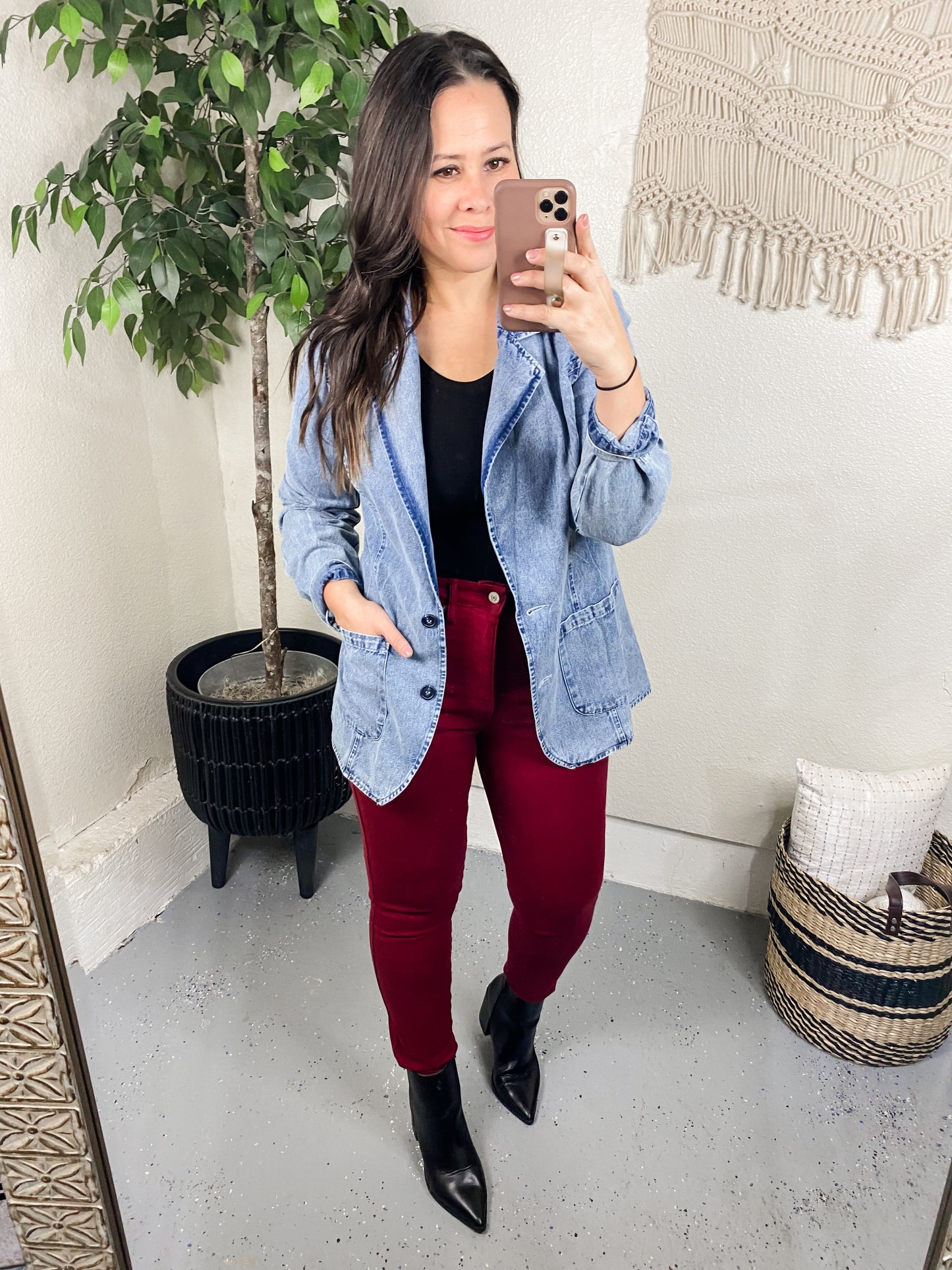 Judy Blue High Rise Tummy Control Skinny Jeans in Scarlet