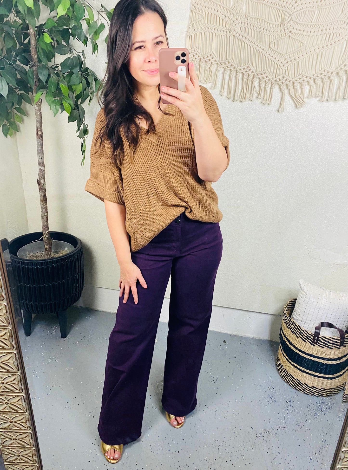 Mica High Rise Wide Leg Jeans in Plum