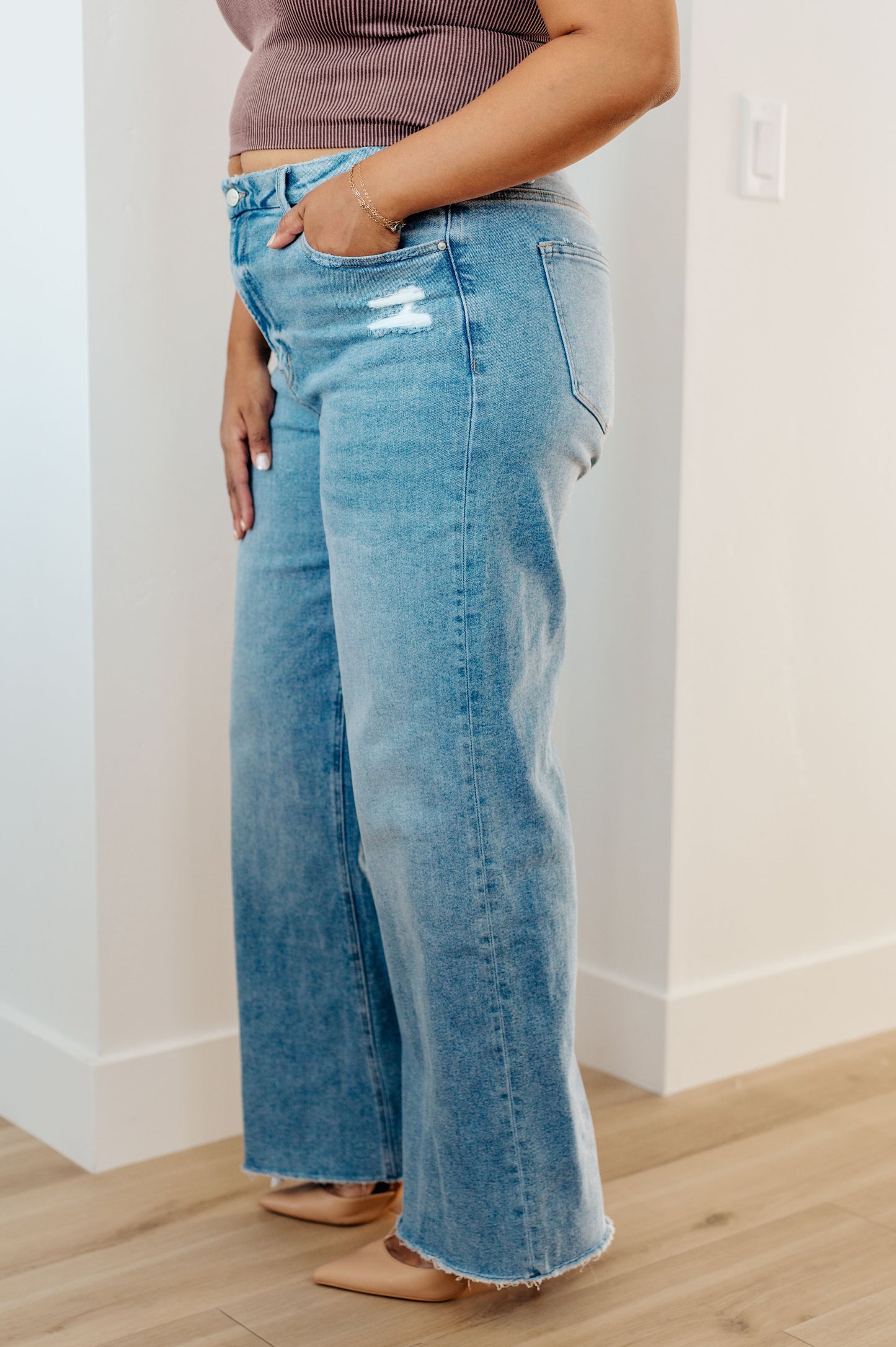 Mica Denim High Rise Wide Leg Jeans