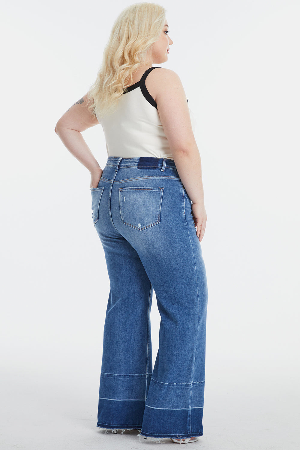 BAYEAS High Waist Release Hem Wide Leg Jeans