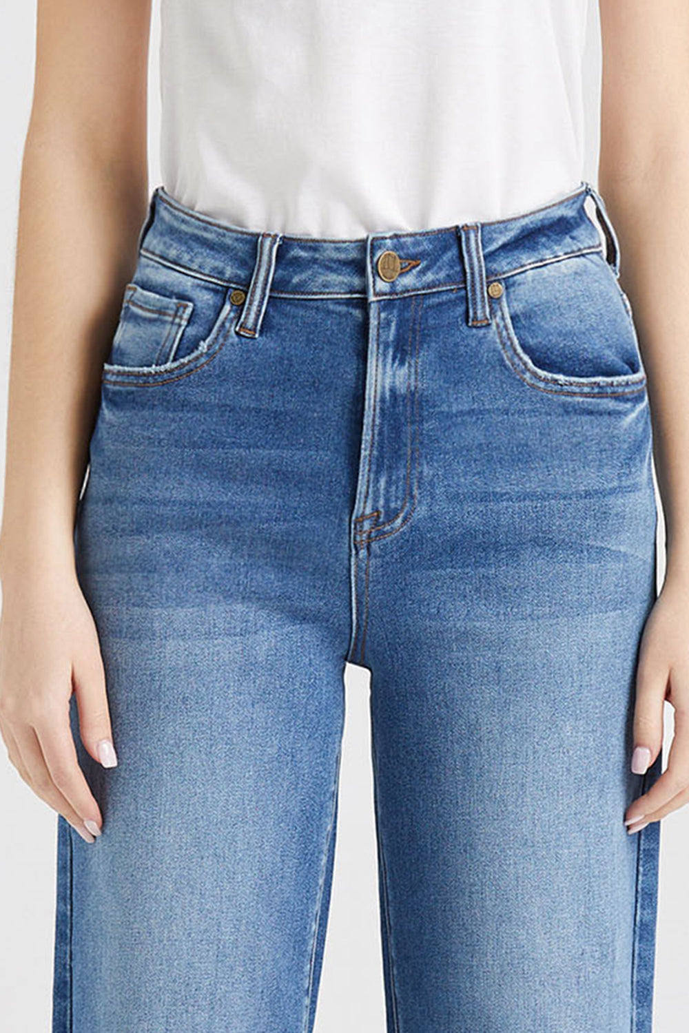 BAYEAS High Waist Release Hem Wide Leg Jeans
