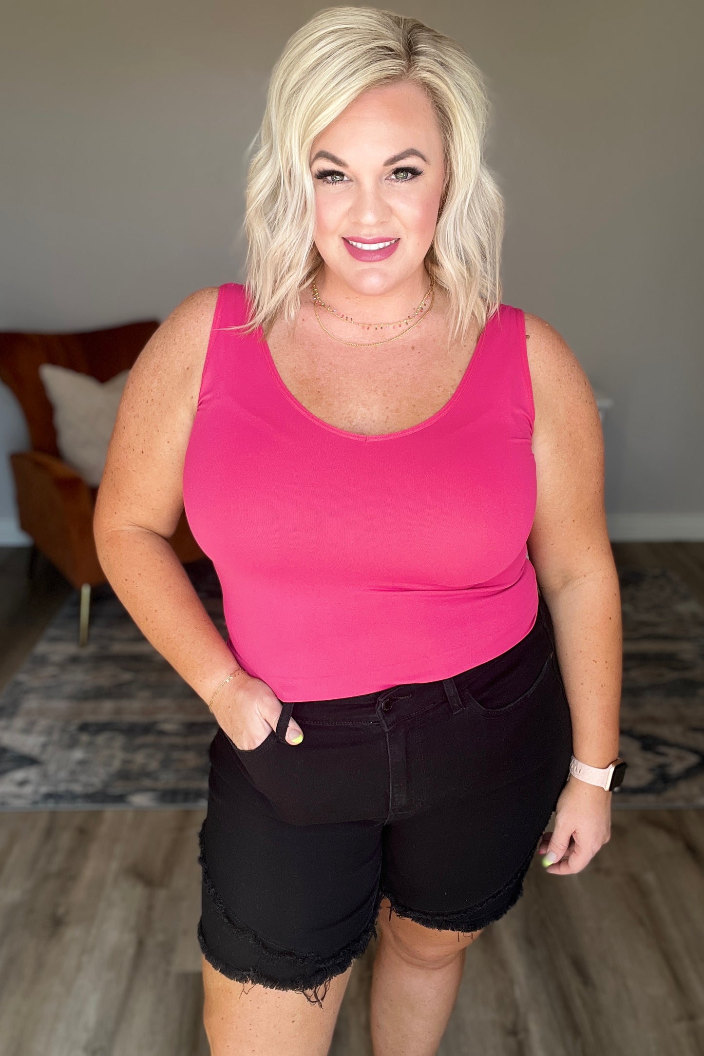Carefree Seamless Reversible Tank in Fuchsia