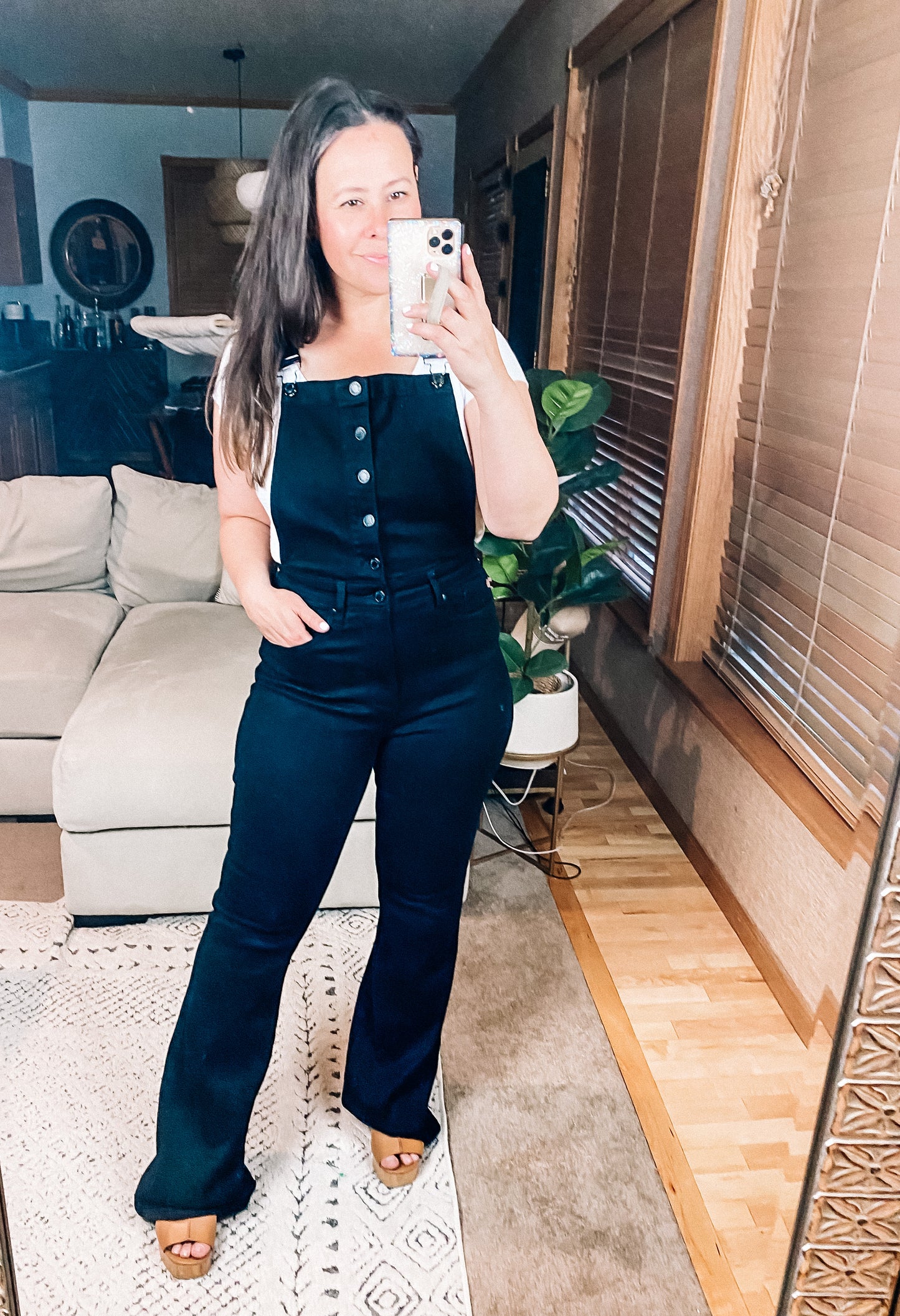 Judy Blue Imogene Tummy Control Retro Flare Overalls in Black