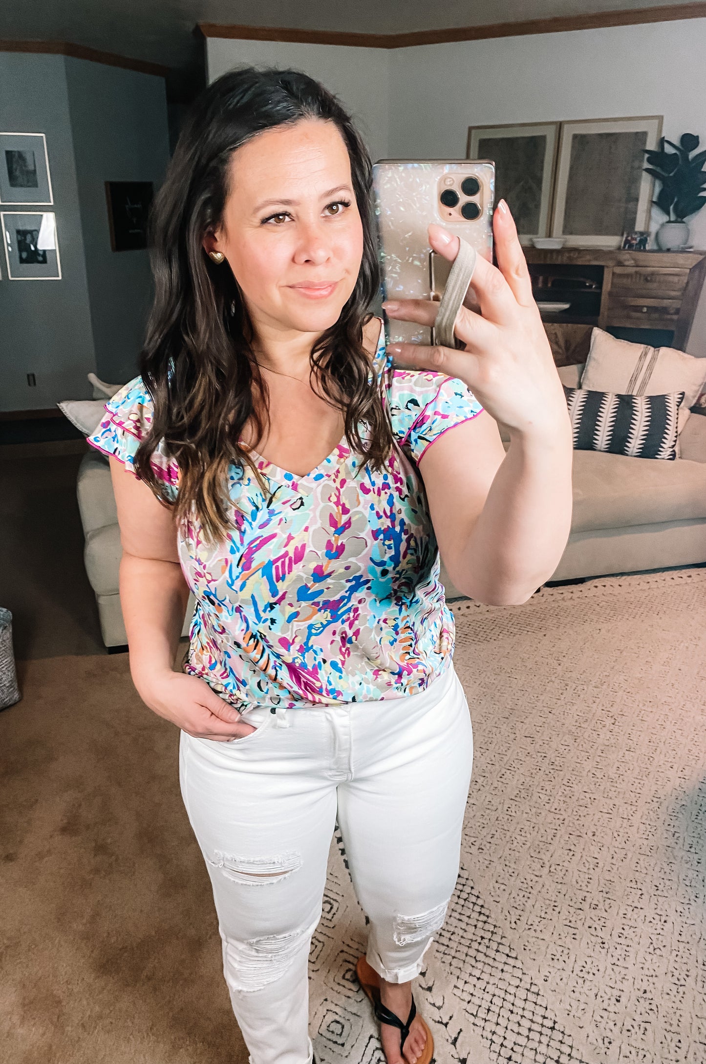 Let's Talk Flutter Sleeve Top