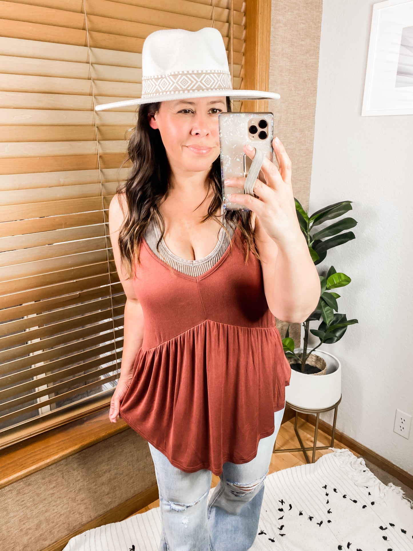 Never Not Loving V-Neck Cami in Gray Green
