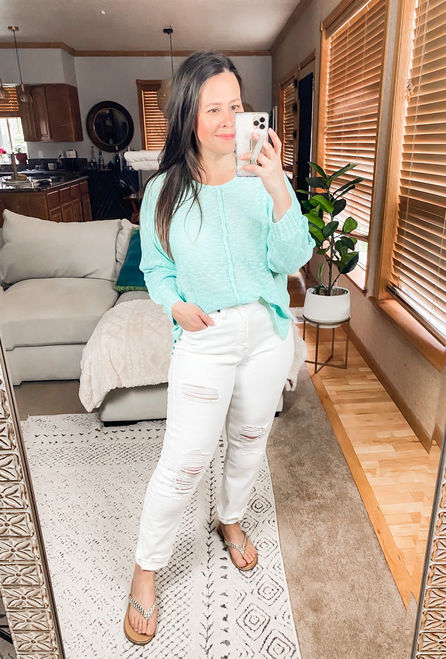 Relax With Me Knit Top in Aqua