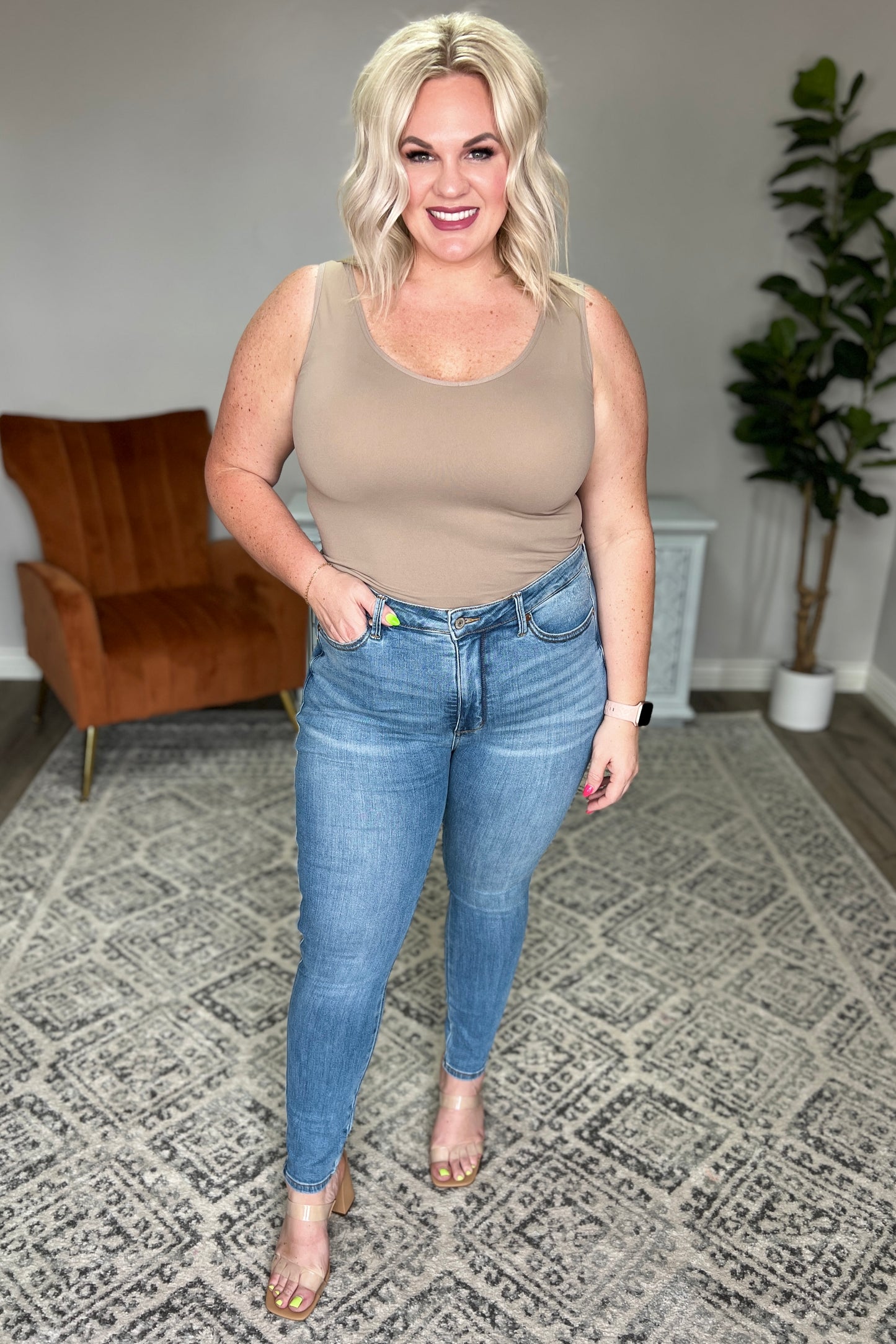 Carefree Seamless Reversible Tank in Light Mocha
