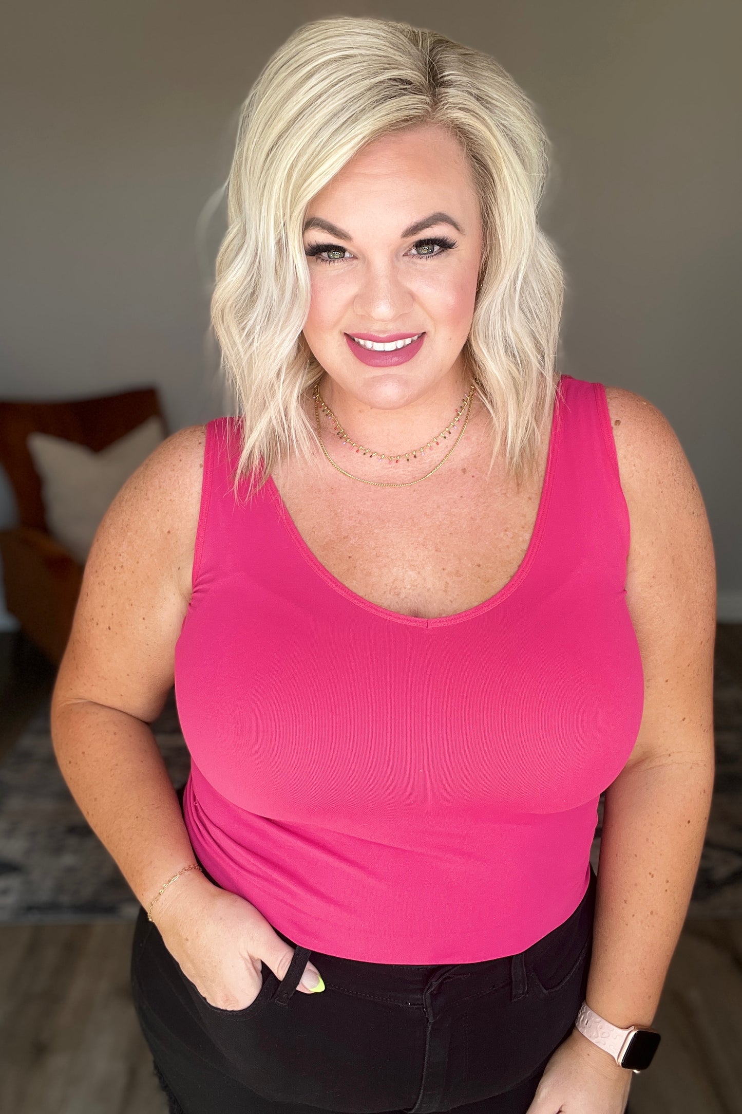 Carefree Seamless Reversible Tank in Fuchsia