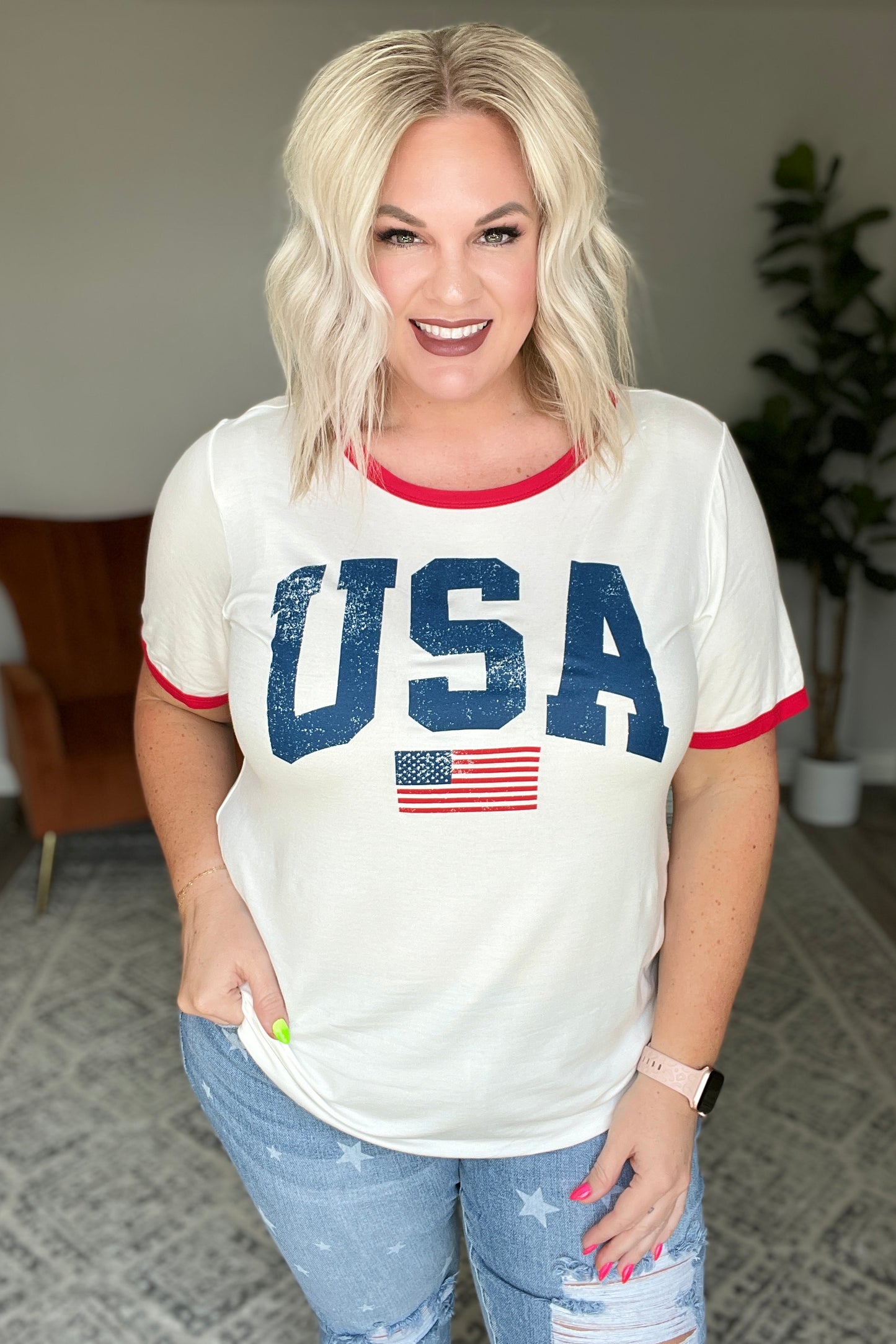 USA Ringer Graphic T-Shirt