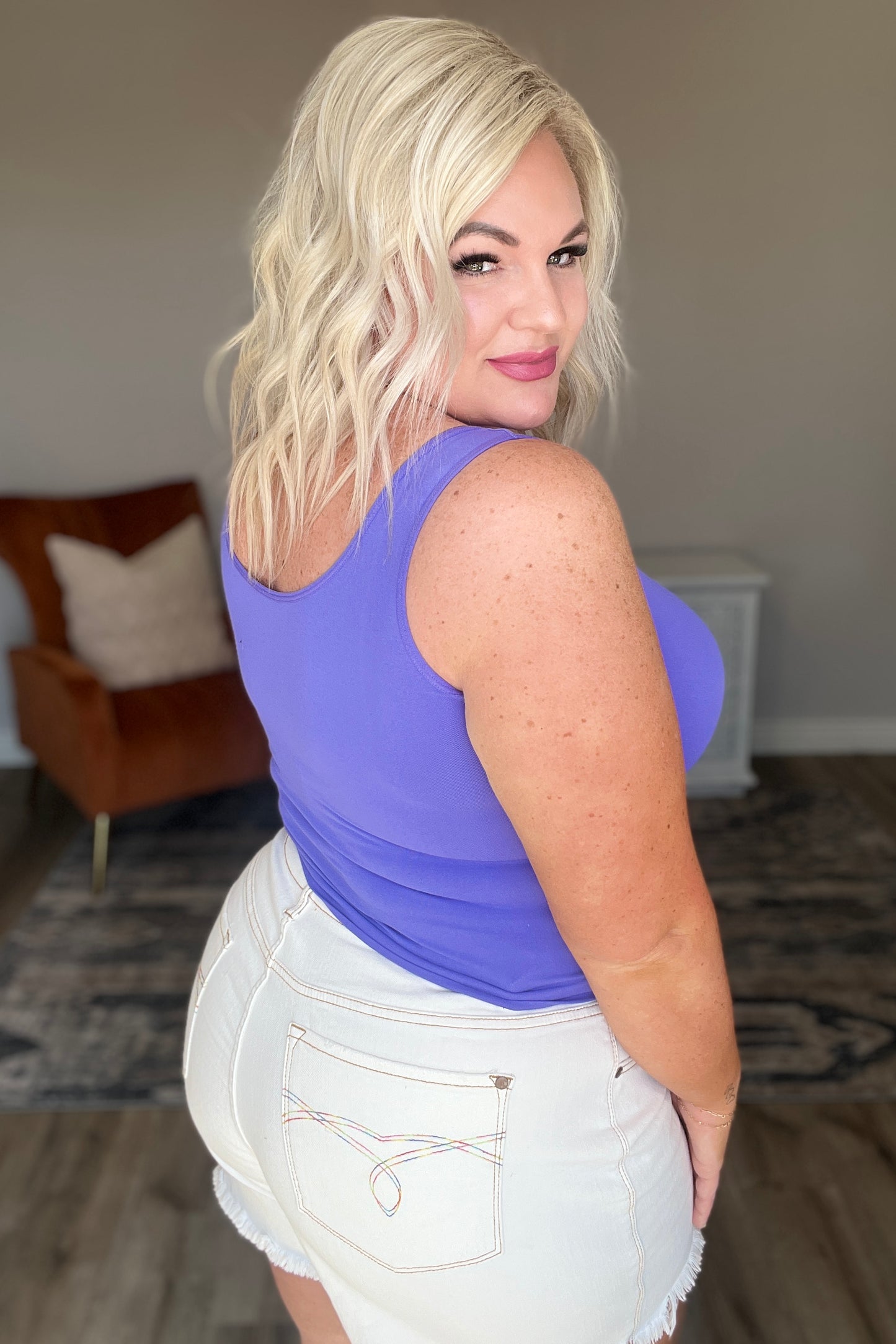 Carefree Seamless Reversible Tank in Periwinkle