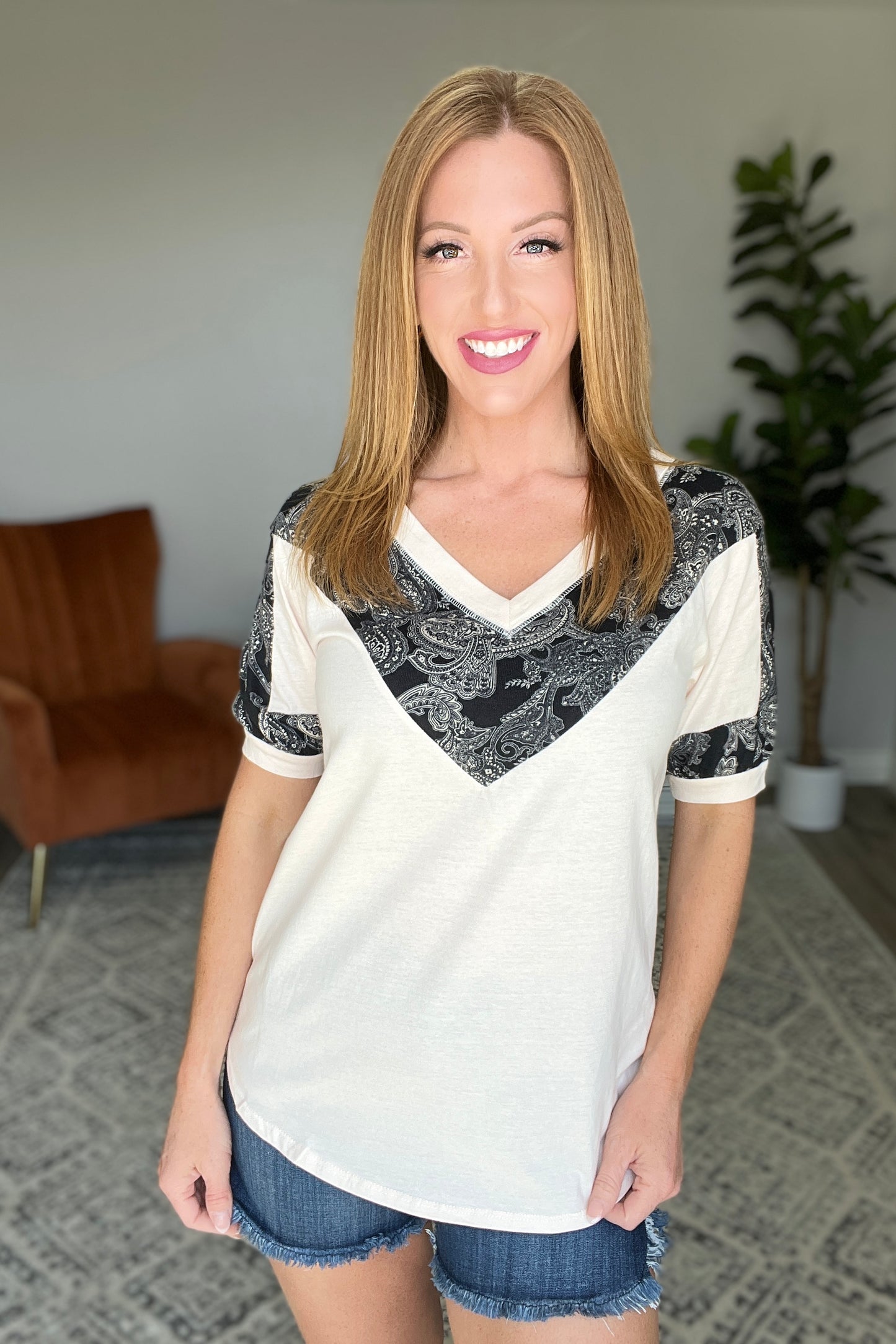 Paisley Stripe in Cream & Mocha