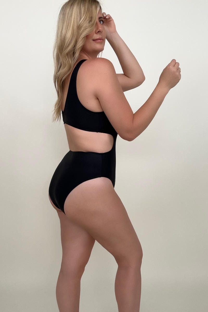 Black Cutout One Piece Swimsuit