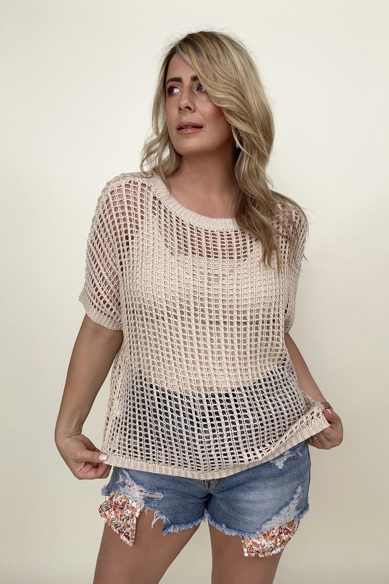 Beach Days Loose Knit Dolman Top