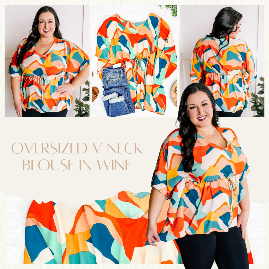Dolman Sleeve Blouse With Tie Belt Detail In Tuscan Sunset
