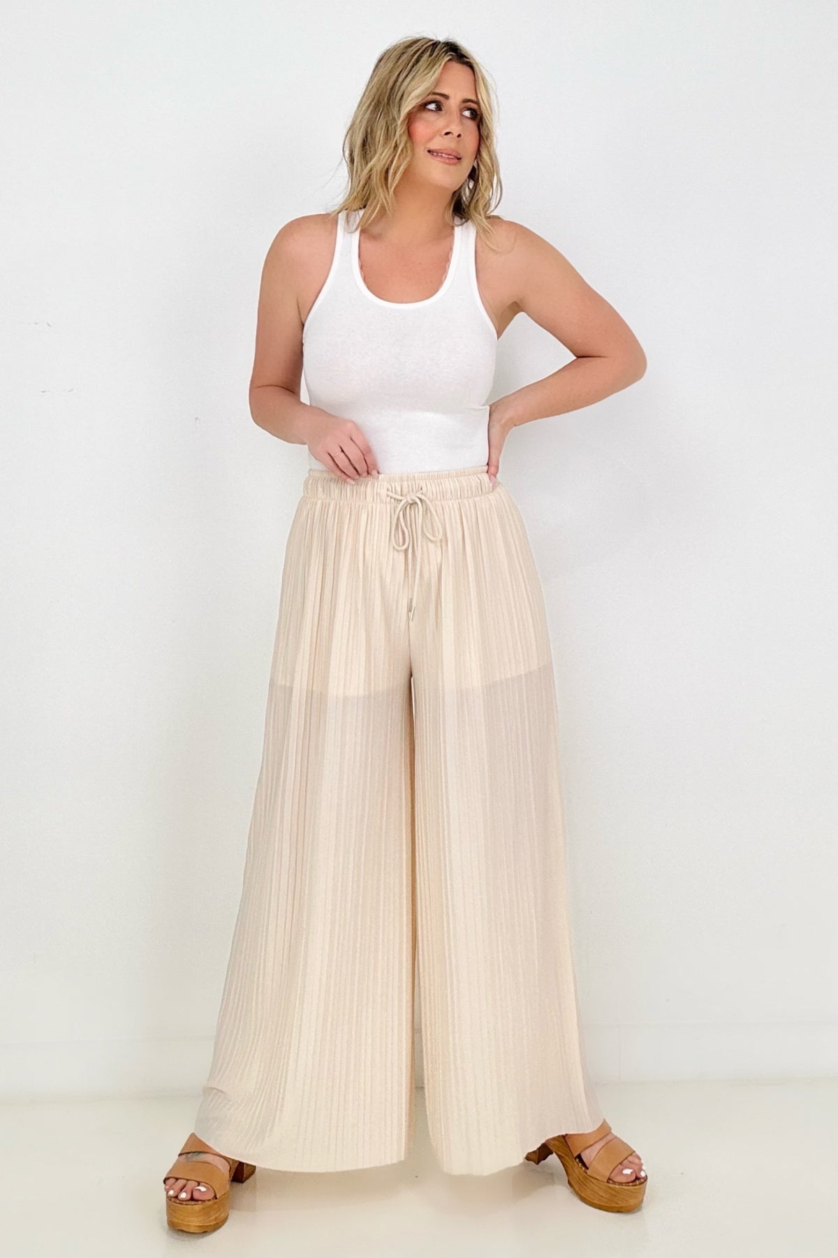 Anywhere You Are Pleated Wide Leg Pants - Multiple Colors