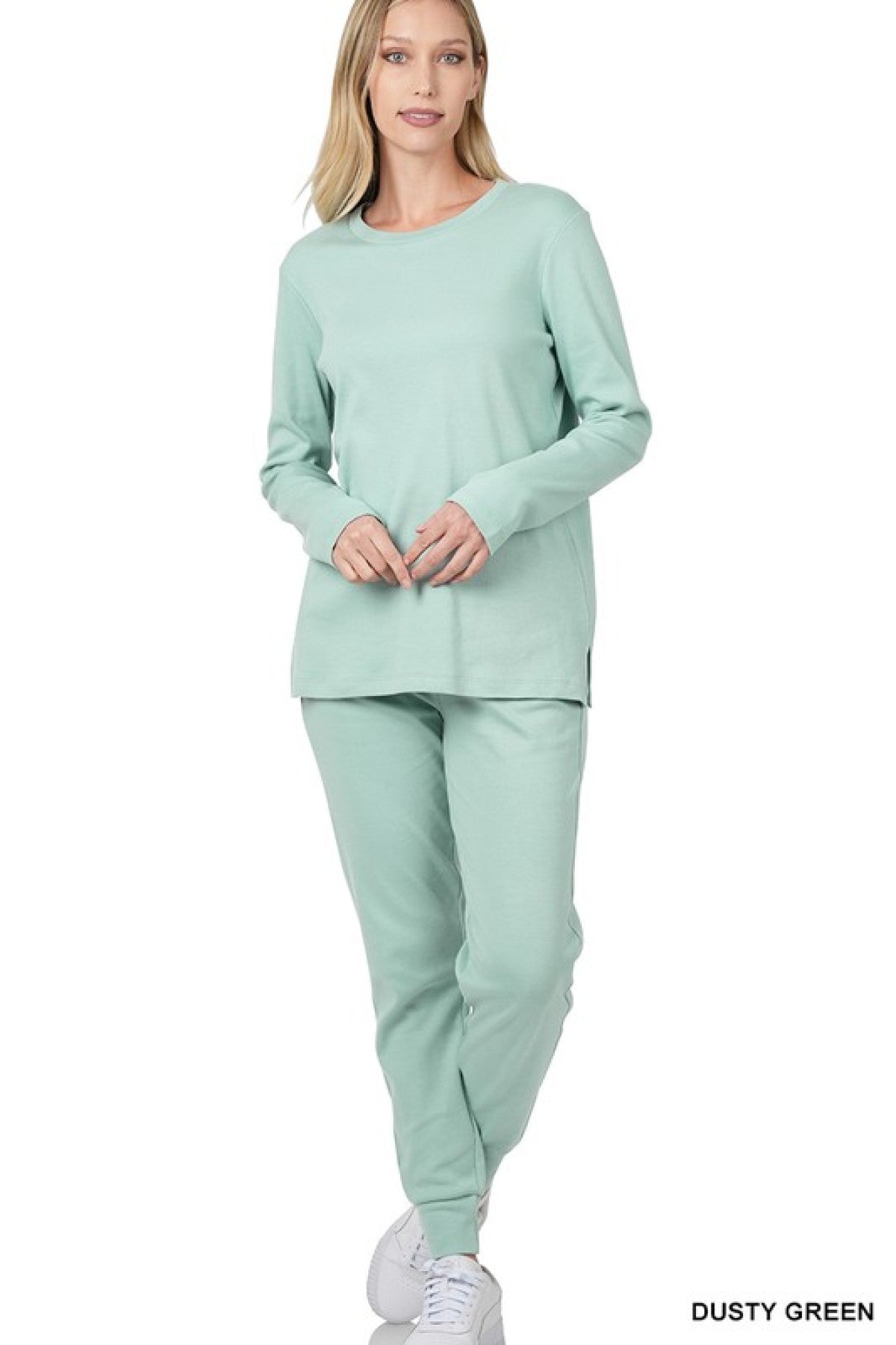 Solid Cotton Top & Jogger Set