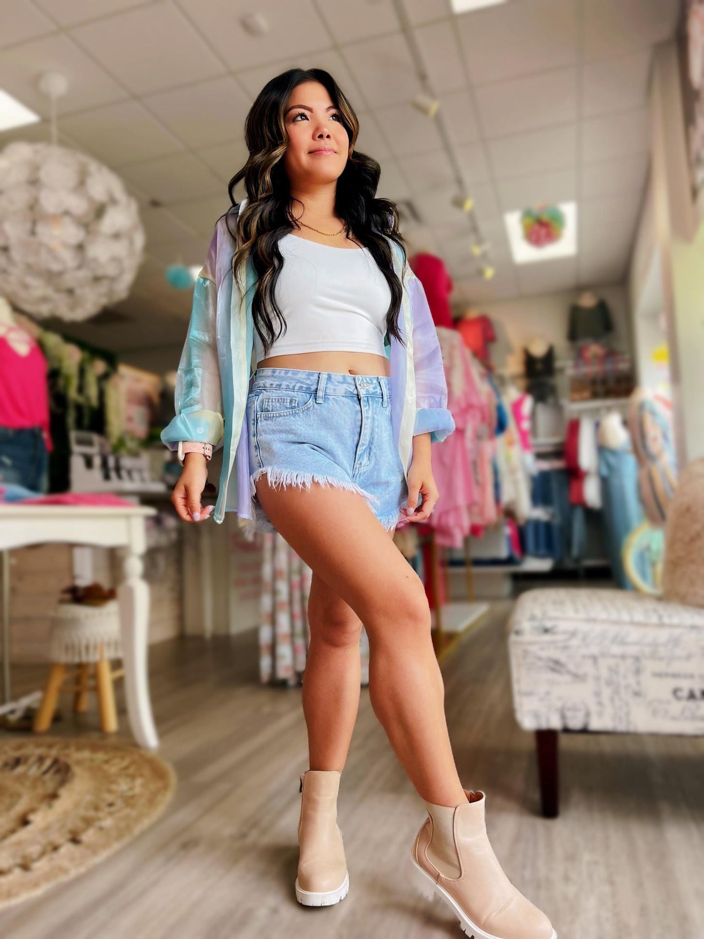 PREORDER: Leila Gradient Button Up Top