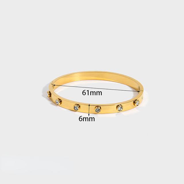 Zirconia Inlay Hinged Bangle Bracelet (With Box)