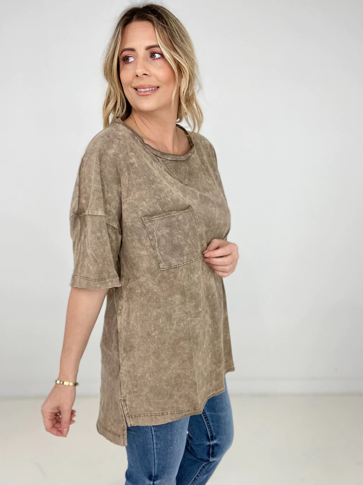 Acid Wash Boyfriend Top