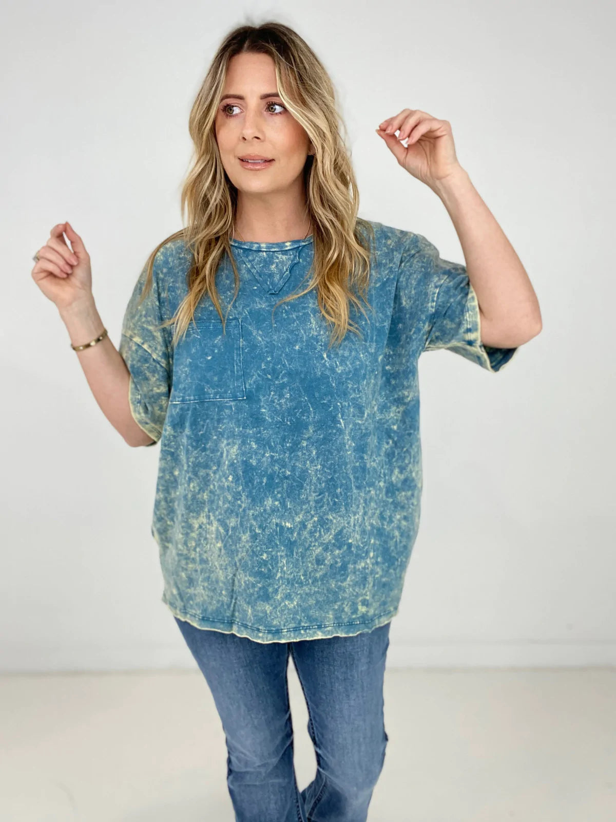 Acid Wash Boyfriend Top