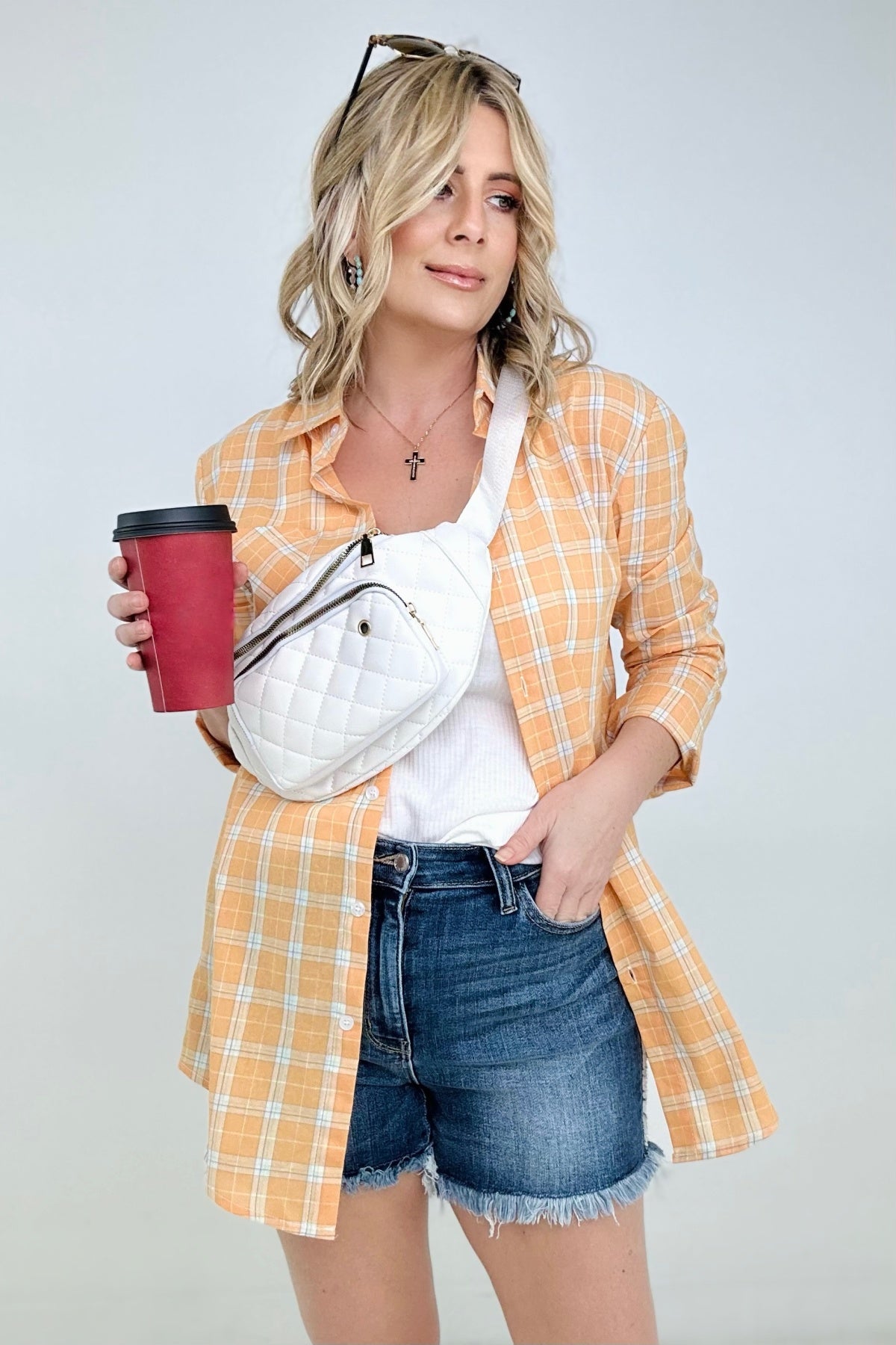 Spring Button Down Plaid Shirt