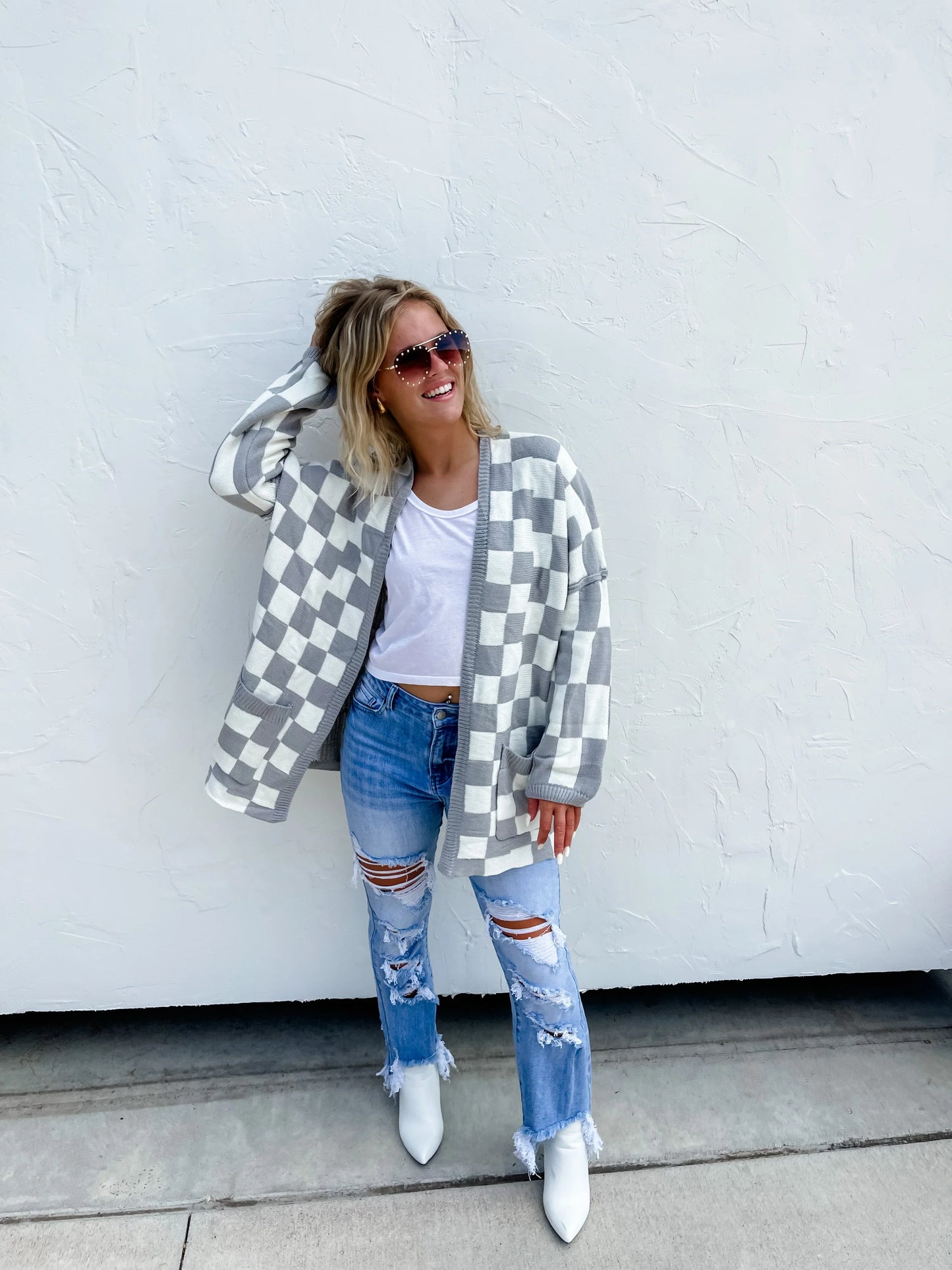 PREORDER: Beverly Checkered Cardigan in Four Colors