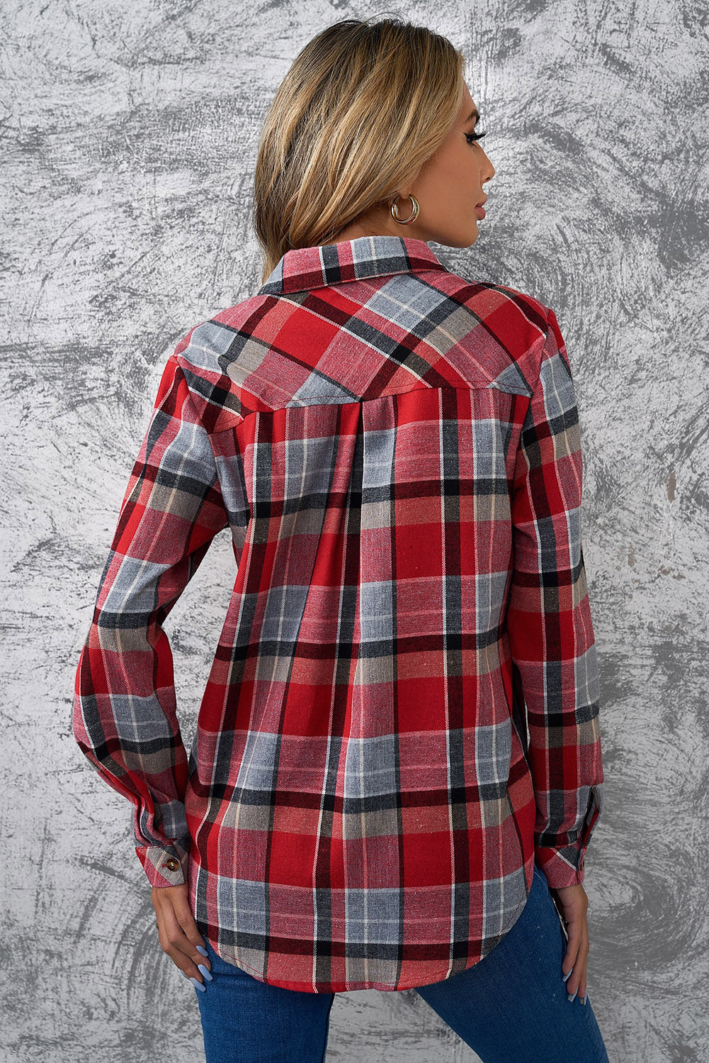 SIZE LARGE Thanks A Latte Plaid Collared Shirt